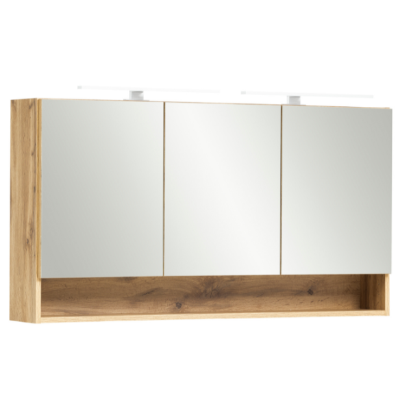 Armoire toilette Karan 120cm 3 portes avec éclairage - chêne - Image 12