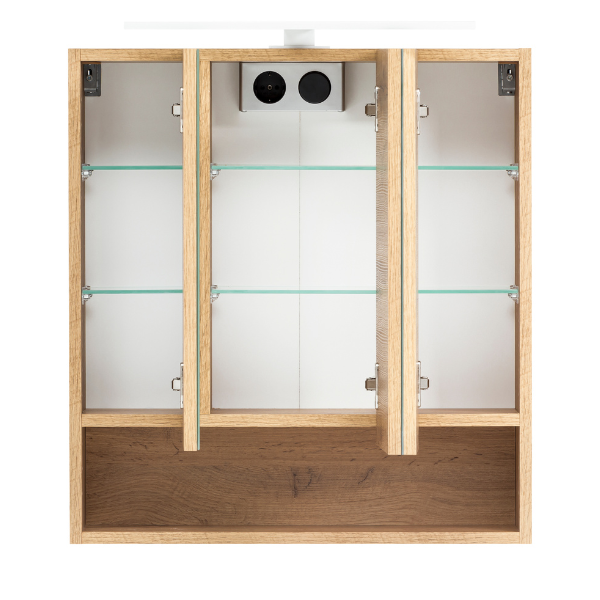 Armoire toilette Karan 60cm 3 portes avec éclairage - chêne - Image 10