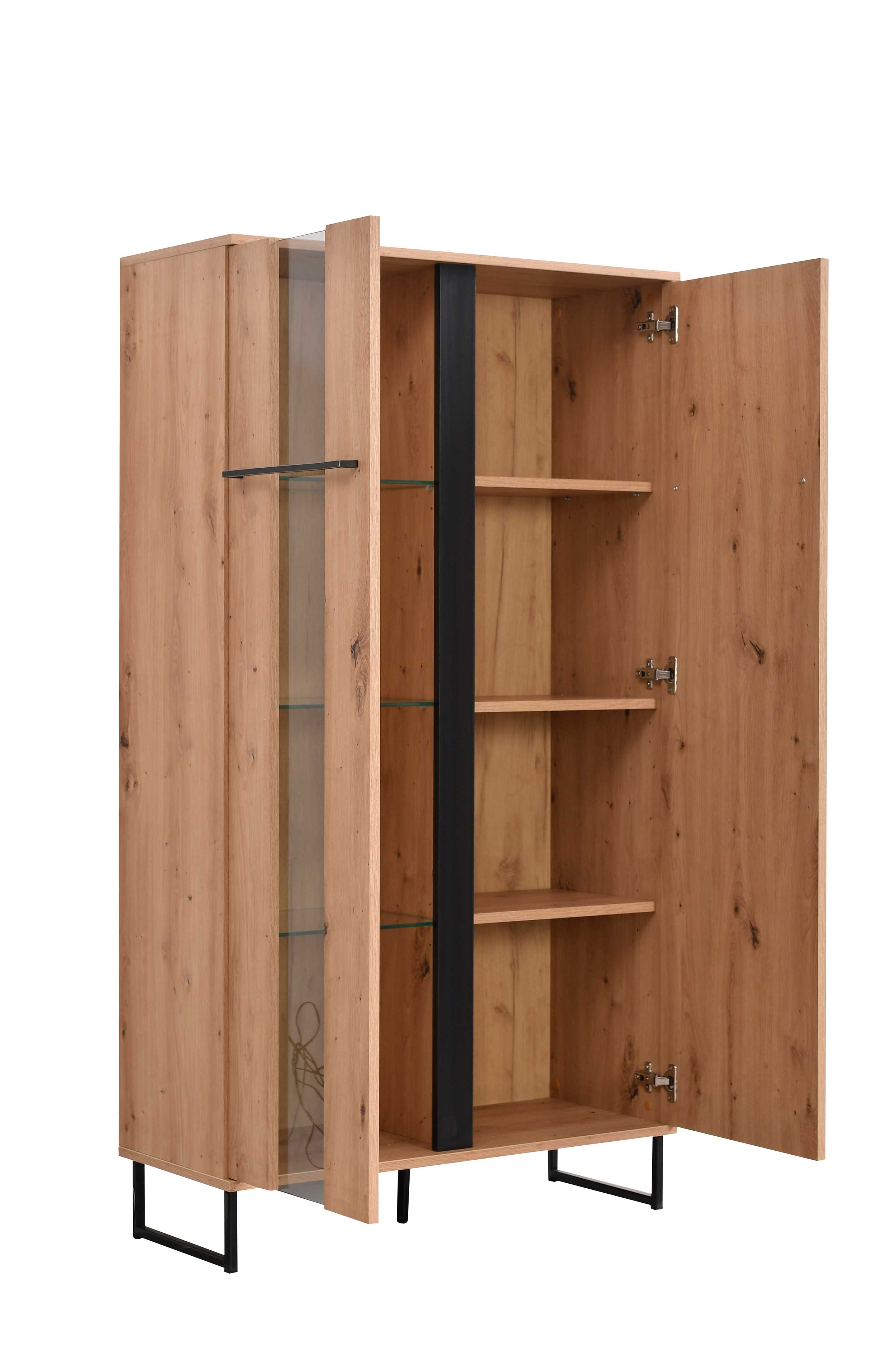 Armoire vitrée Hoggas 84cm 2 portes - chêne/noir - Image 3