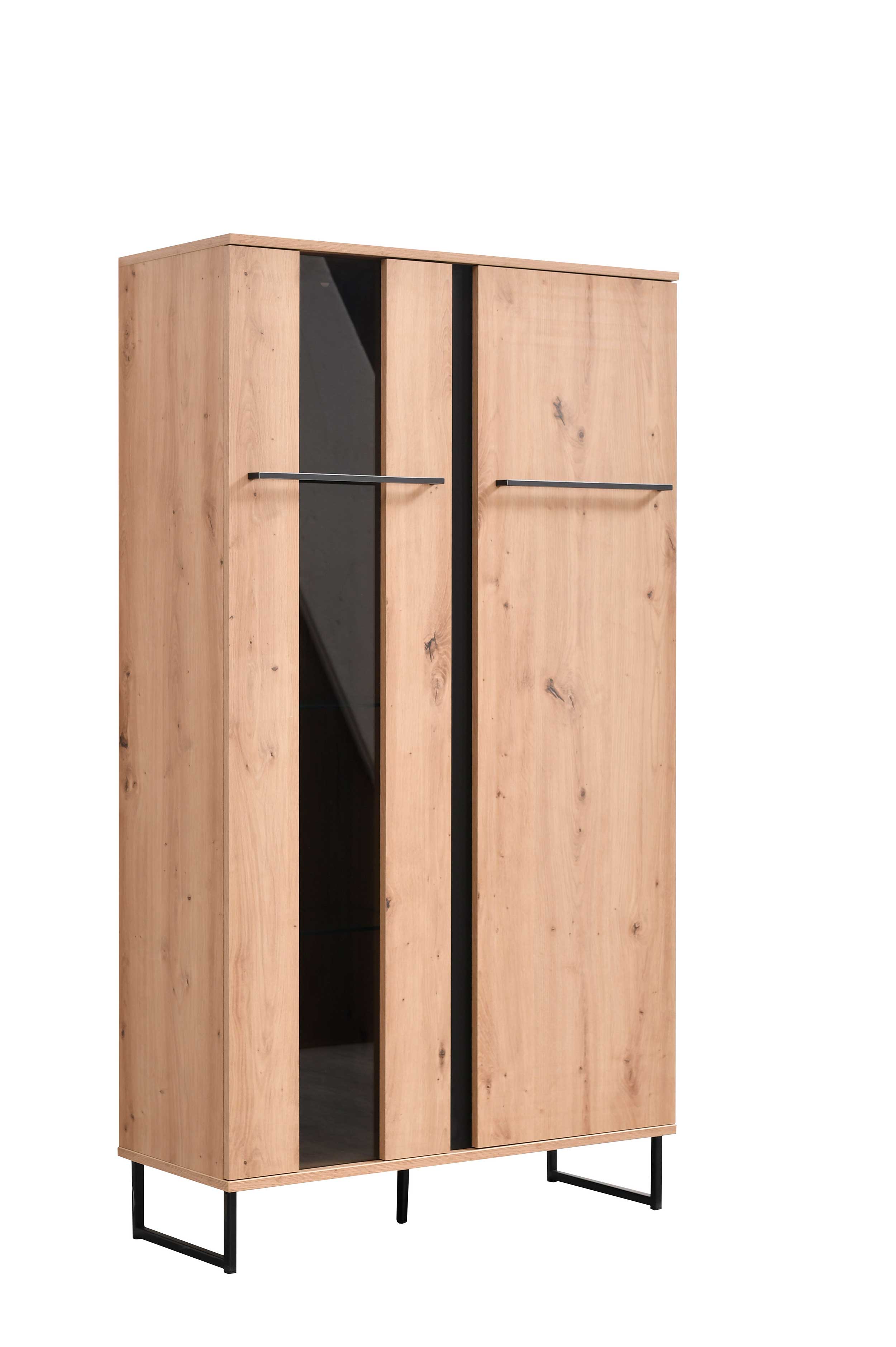 Armoire vitrée Hoggas 84cm 2 portes - chêne/noir - Image 4