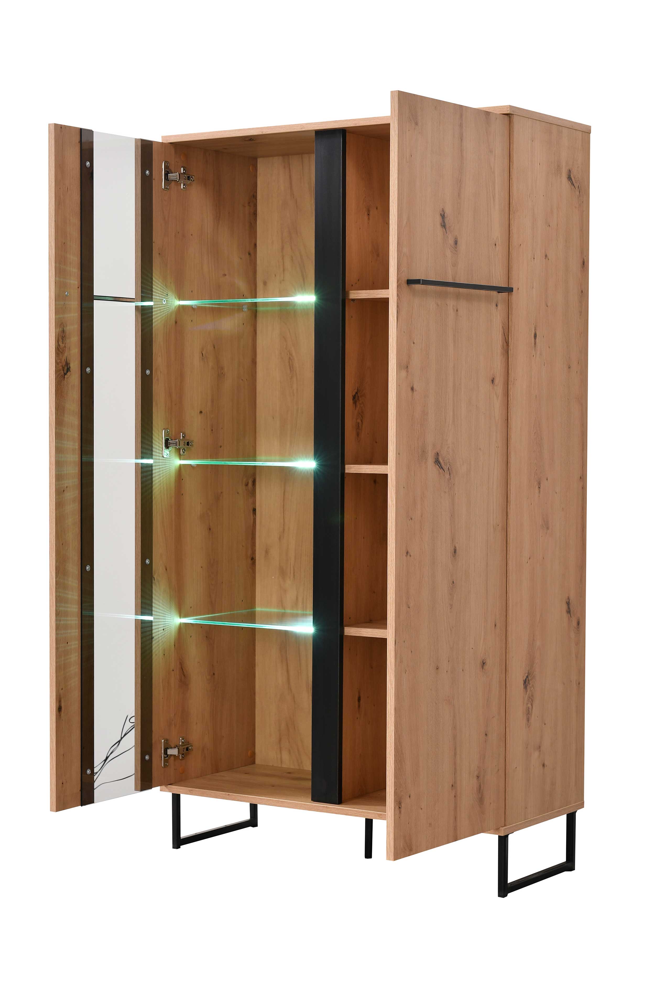 Armoire vitrée Hoggas 84cm 2 portes - chêne/noir - Image 5