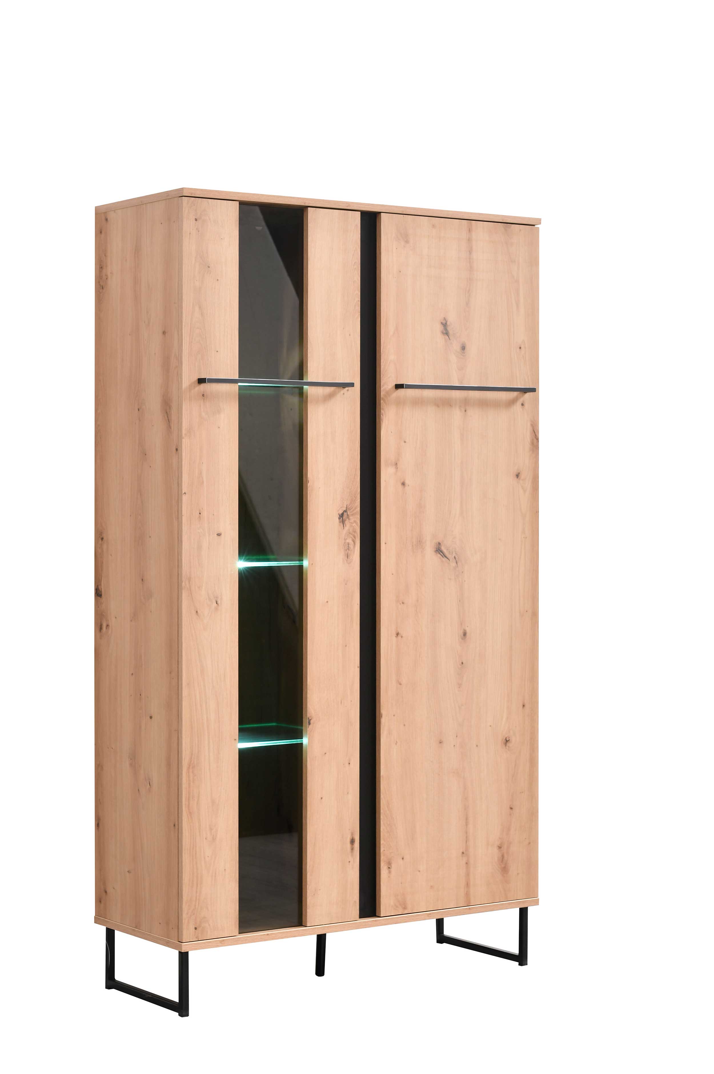 Armoire vitrée Hoggas 84cm 2 portes - chêne/noir - Image 7
