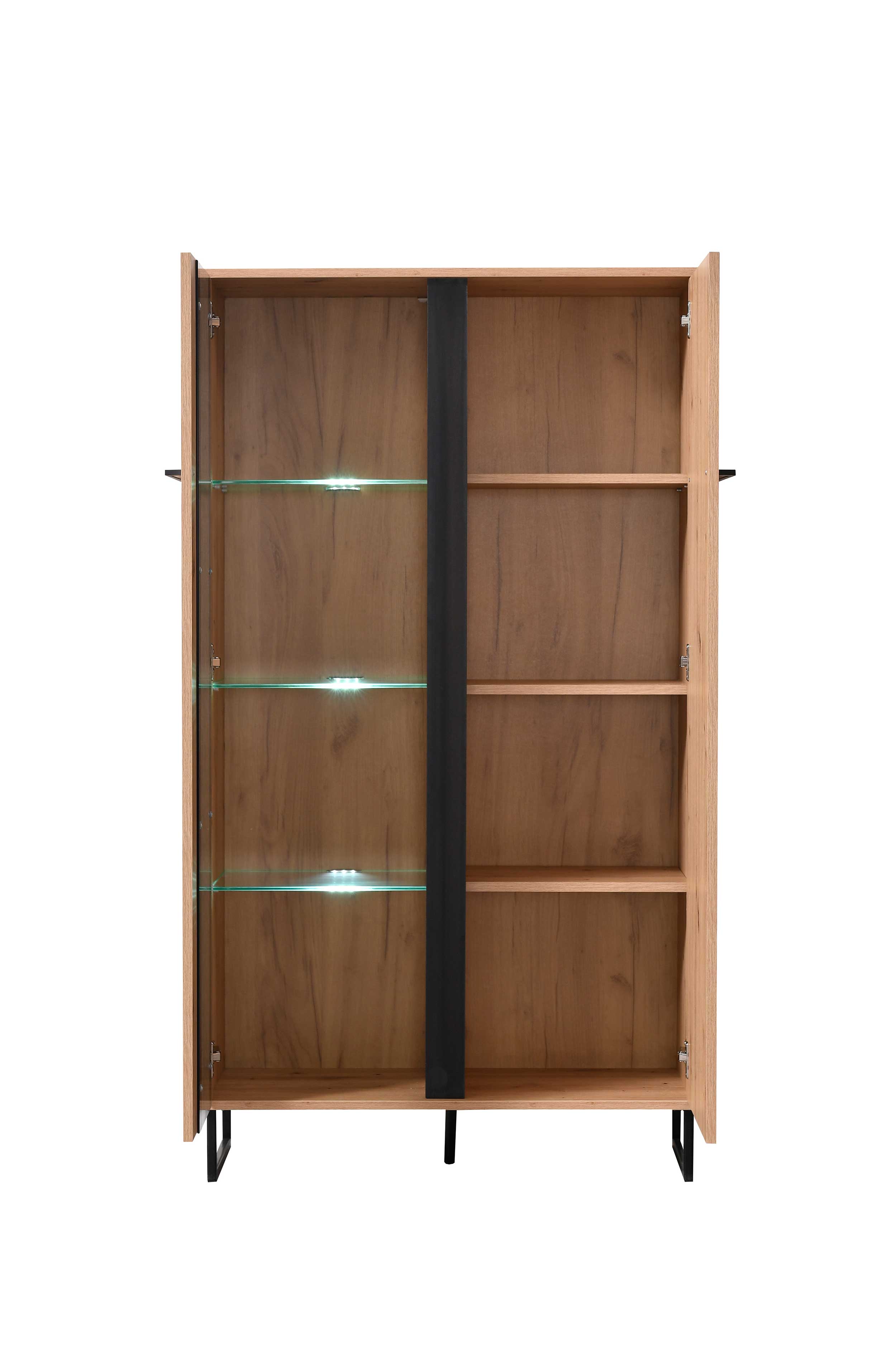Armoire vitrée Hoggas 84cm 2 portes - chêne/noir - Image 8