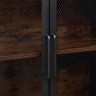 Armoire vitrée Jaxx 4 portes - brun rustique/noir - Image 3