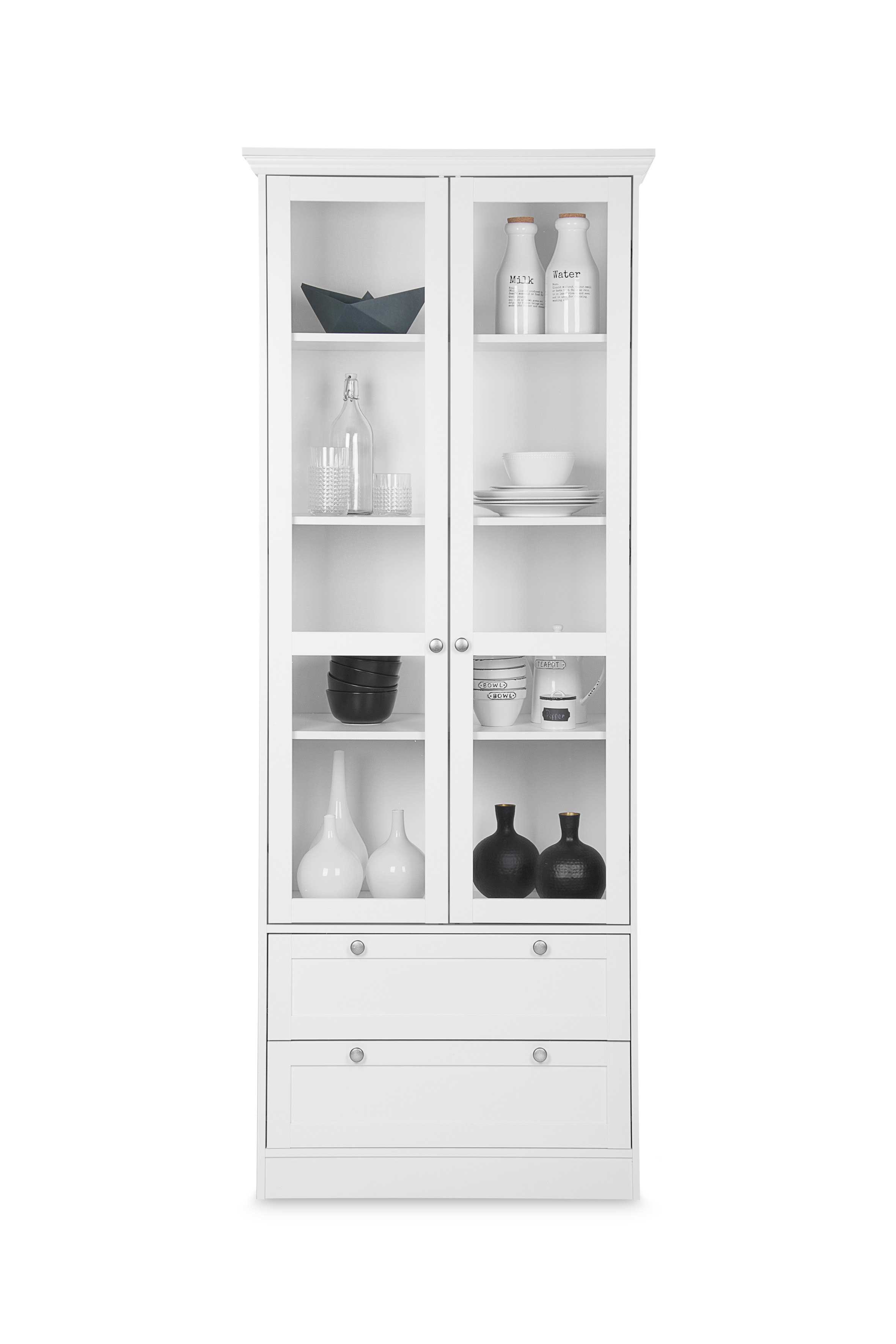 Armoire vitrée Landwood esprit campagne - blanc - Image 5