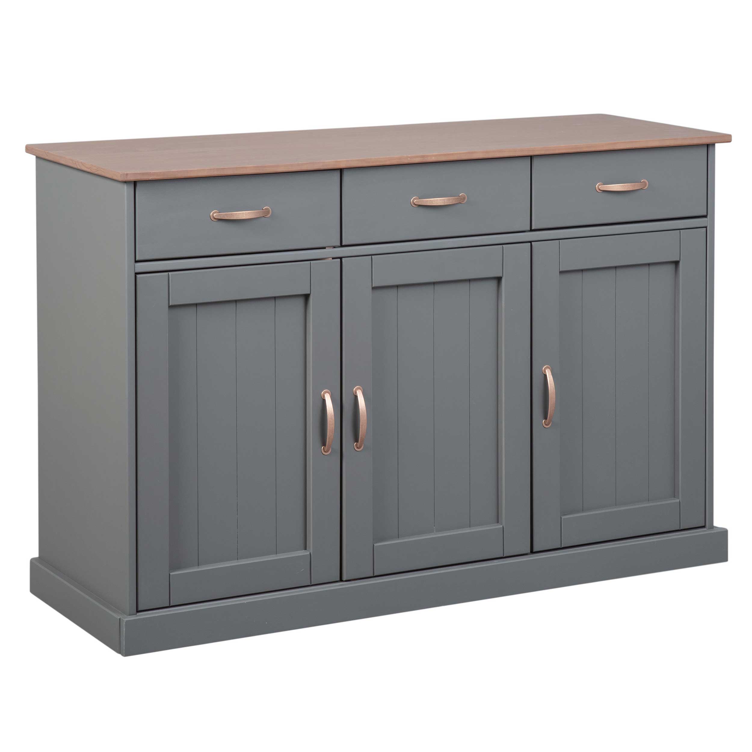 Bahut Cerci 131cm à 3 portes & 3 tiroirs - gris - Image 7