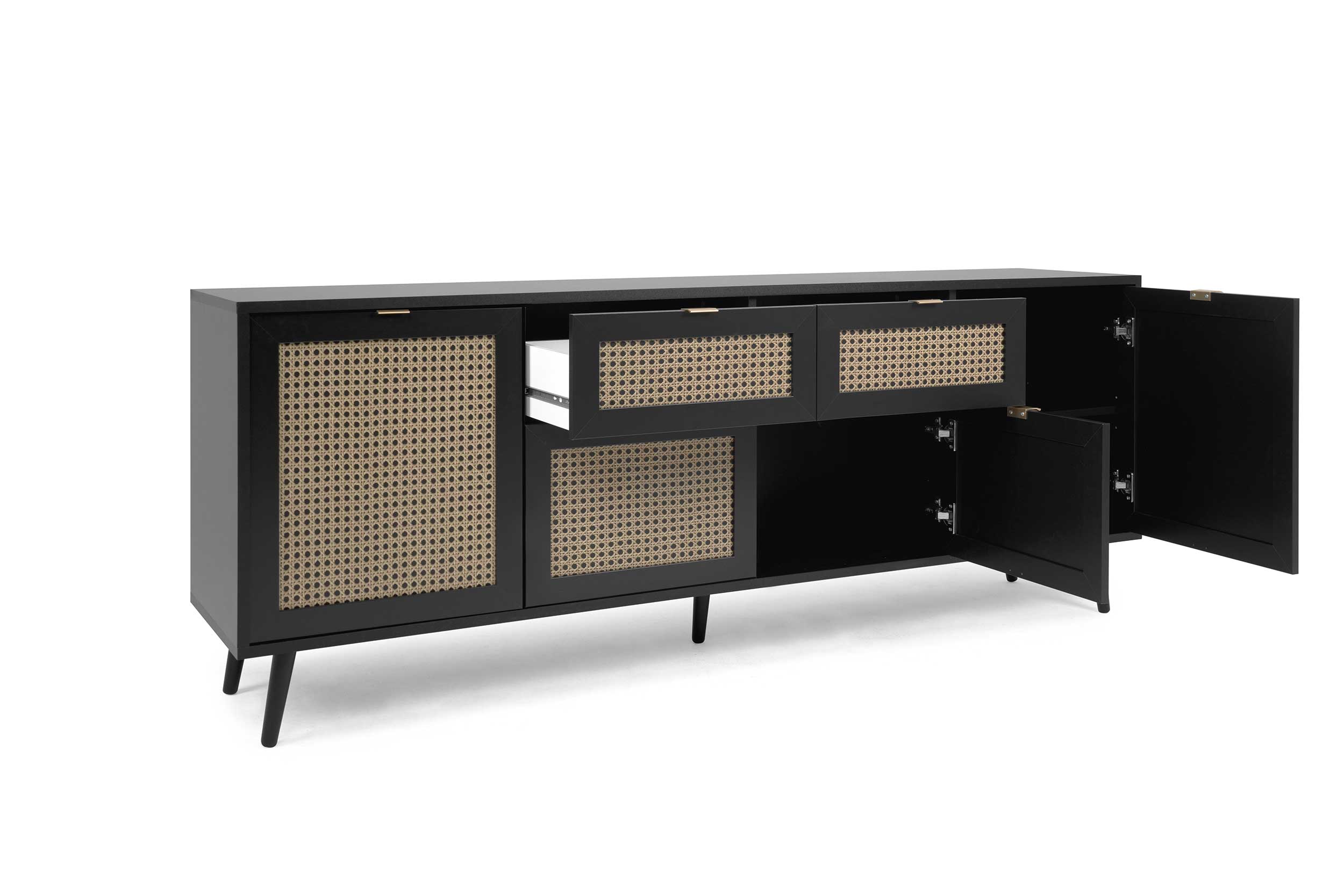 Bahut Daka 180cm 4 portes & 2 tiroirs - noir/beige - Image 11