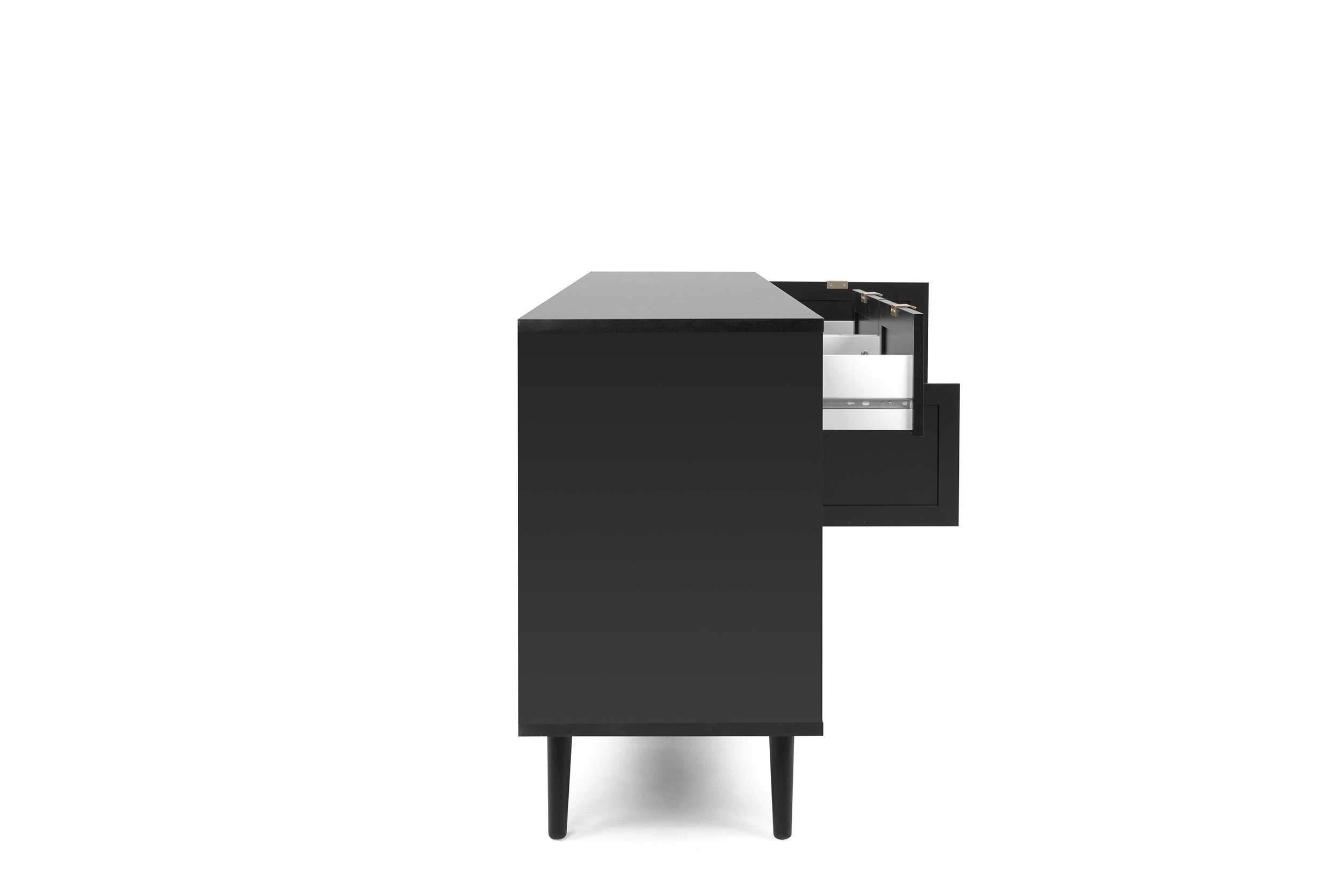 Bahut Daka 180cm 4 portes & 2 tiroirs - noir/beige - Image 9