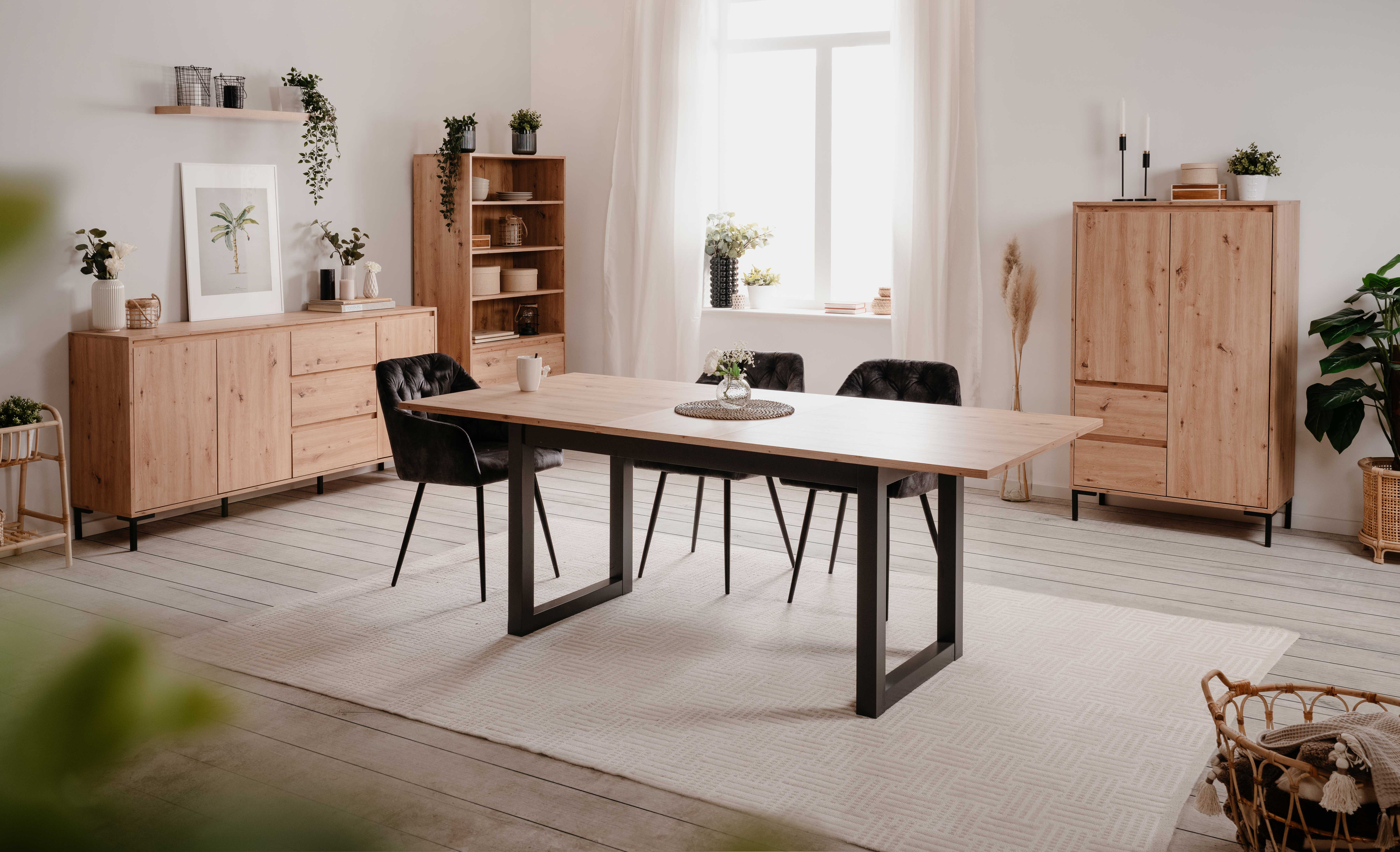 Bahut Damon haut 120cm 2 portes - chêne/anthracite - Image 12