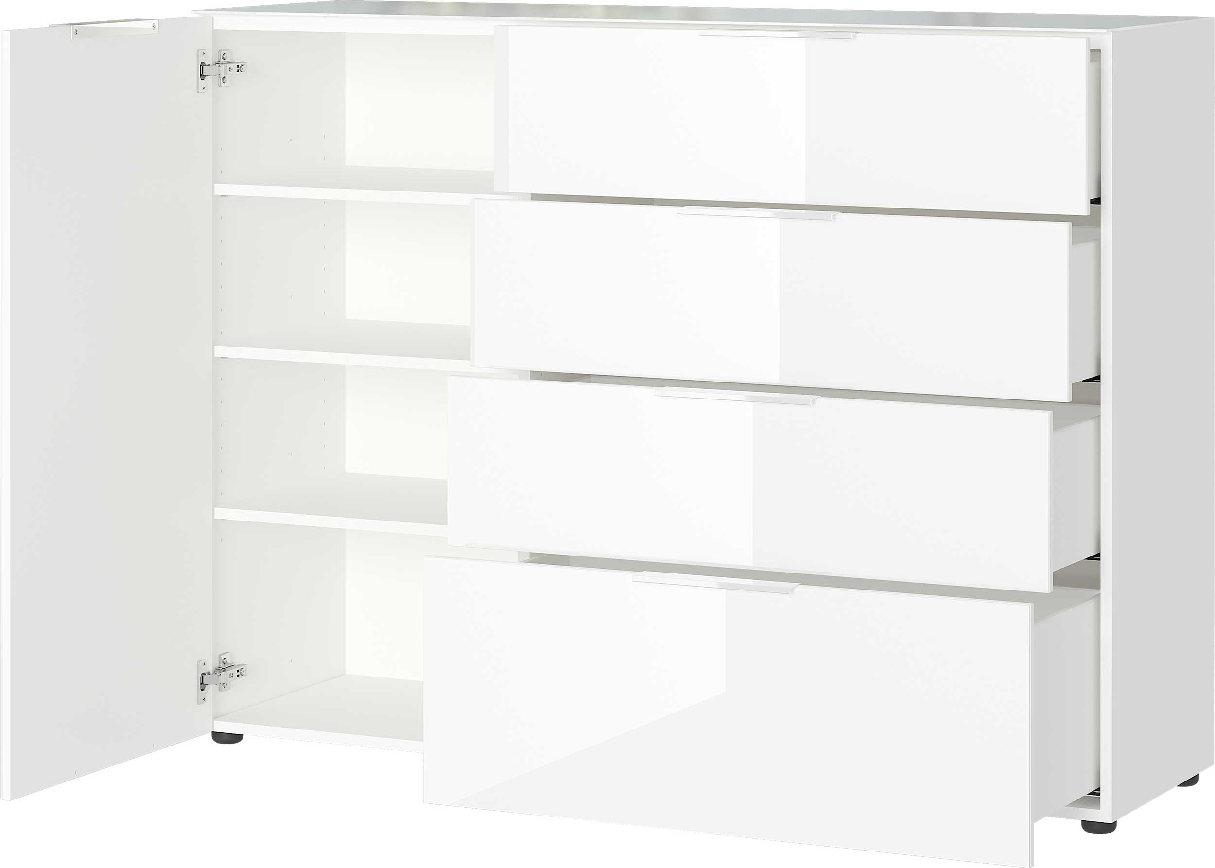 Bahut Dudek 134cm avec 4 tiroirs & 1 porte - blanc - Image 2