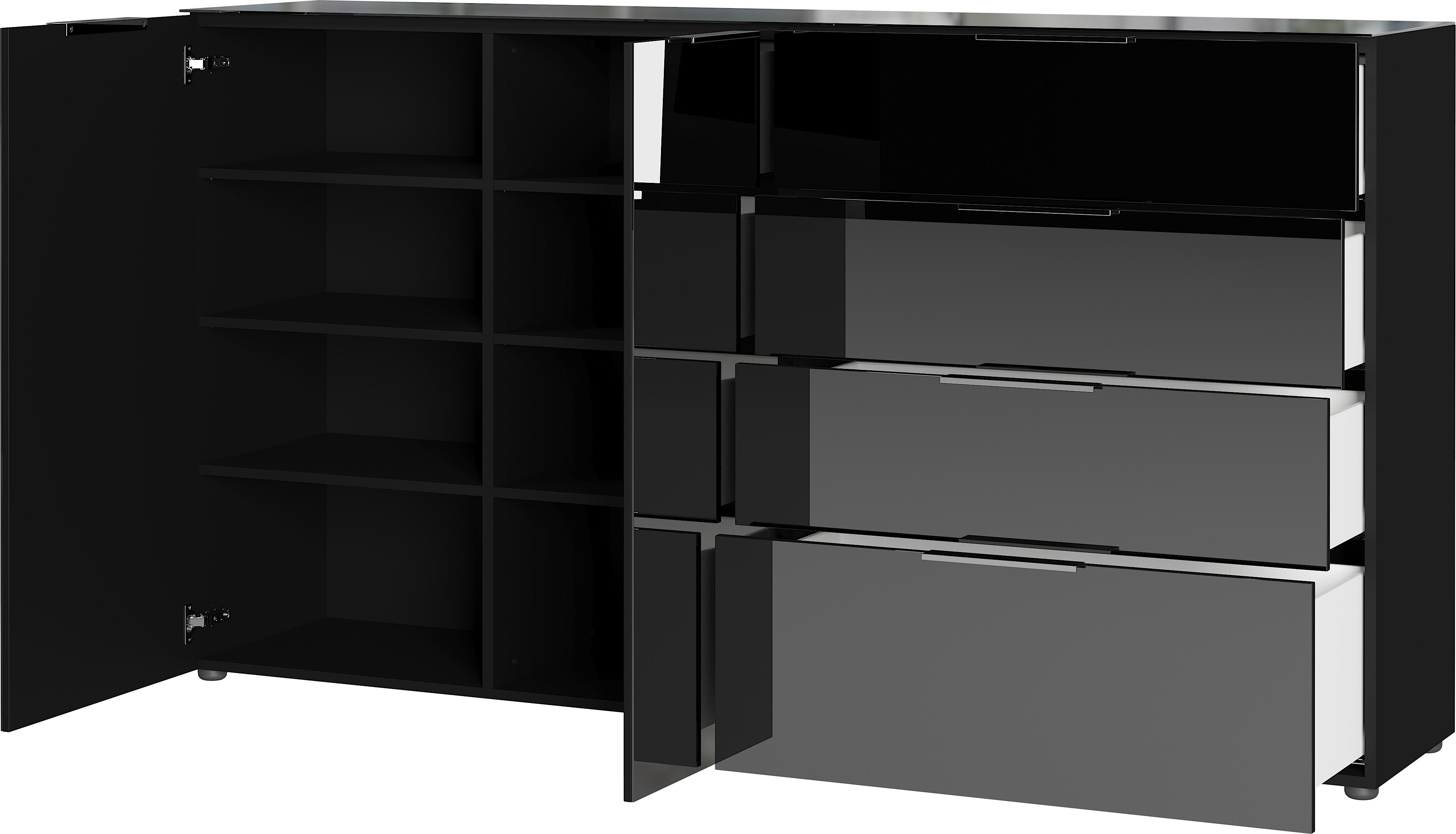 Bahut Dudek 184cm avec 2 portes & 4 tiroirs - noir - Image 5