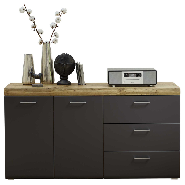 Bahut Enso 2 portes & 3 tiroirs - anthracite/chêne - Image 3