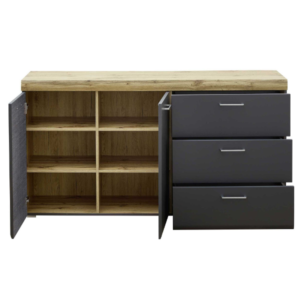 Bahut Enso 2 portes & 3 tiroirs - anthracite/chêne - Image 4