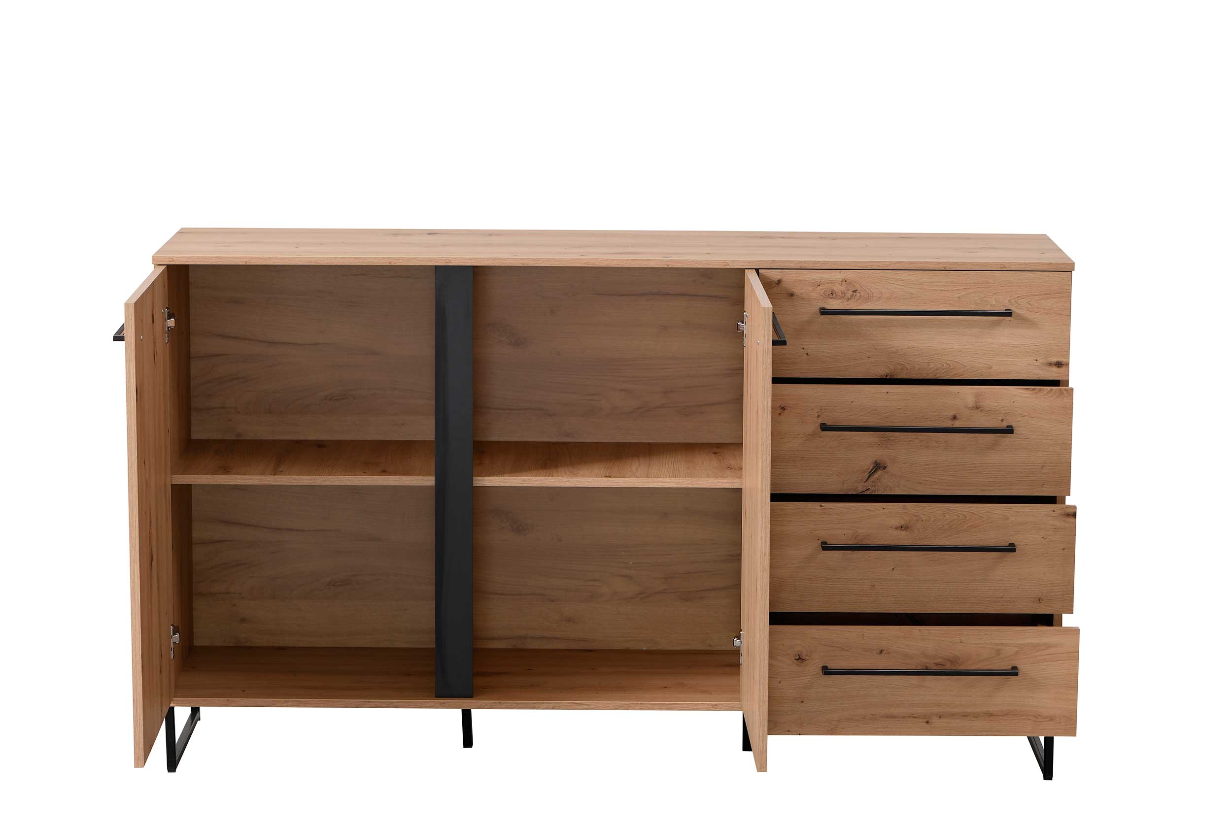 Bahut Hoggas 159cm 4 portes & 2 tiroirs - chêne - Image 2