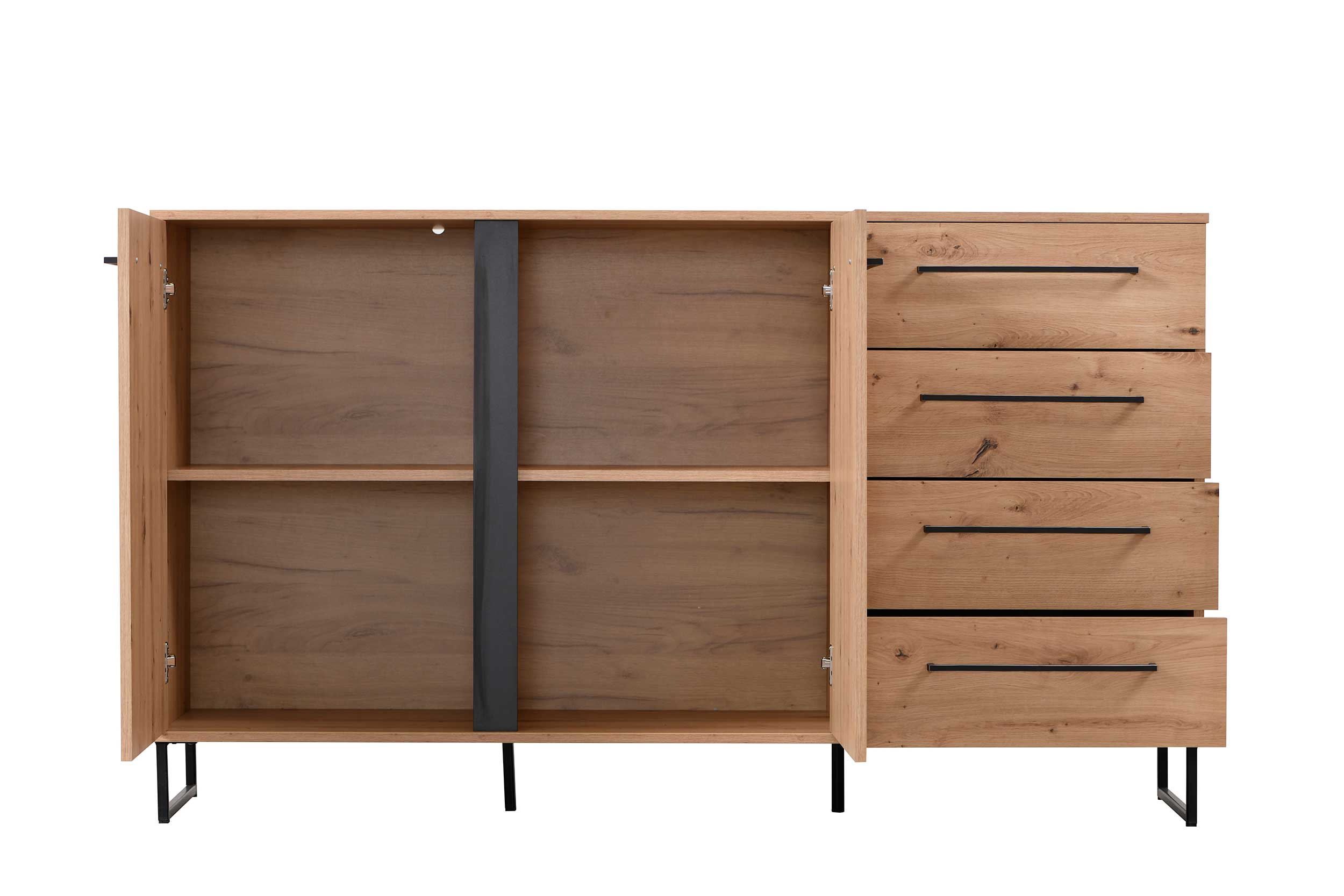 Bahut Hoggas 159cm 4 portes & 2 tiroirs - chêne - Image 4