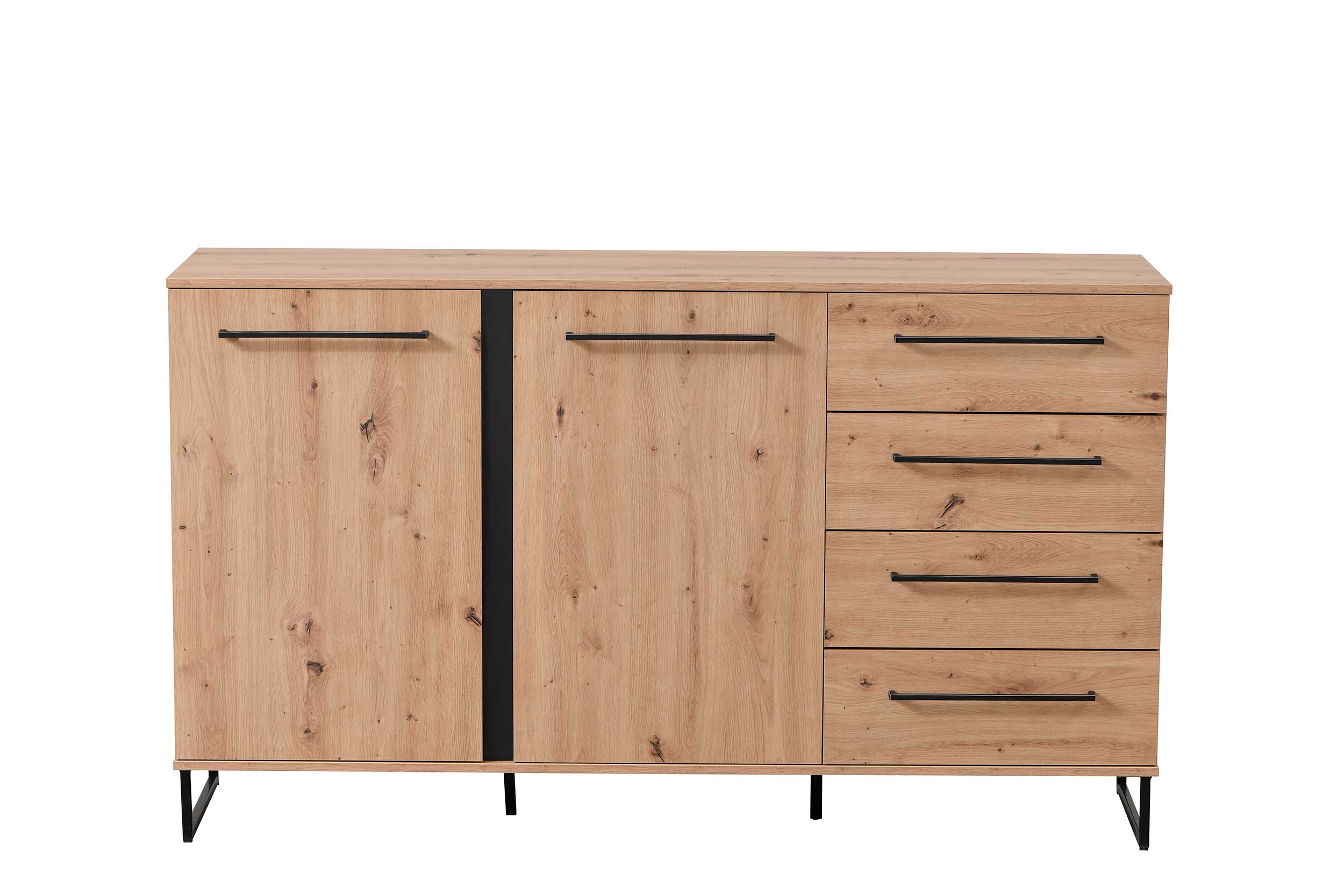 Bahut Hoggas 159cm 4 portes & 2 tiroirs - chêne - Image 7