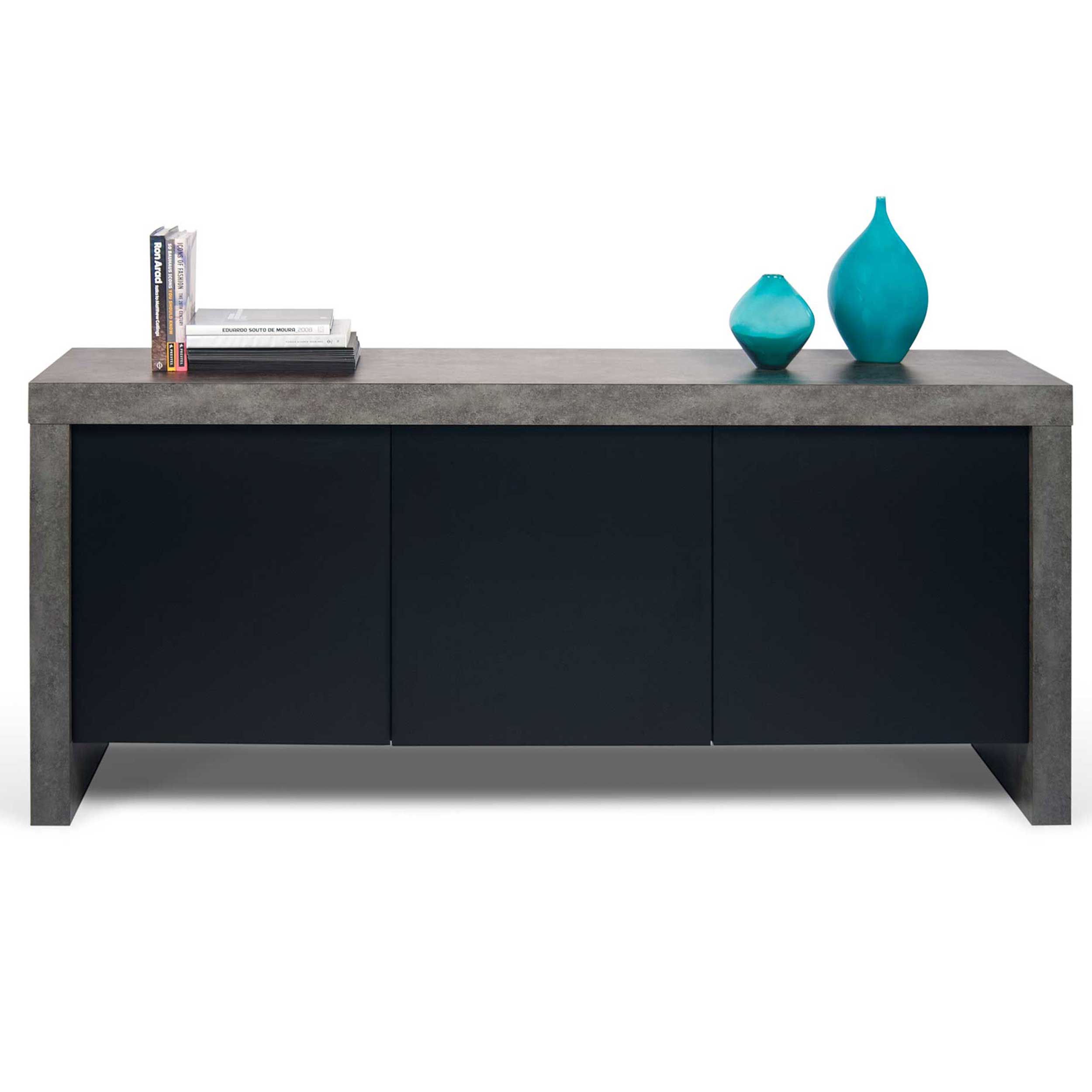 Bahut Kobe 188cm - béton/noir - Image 6