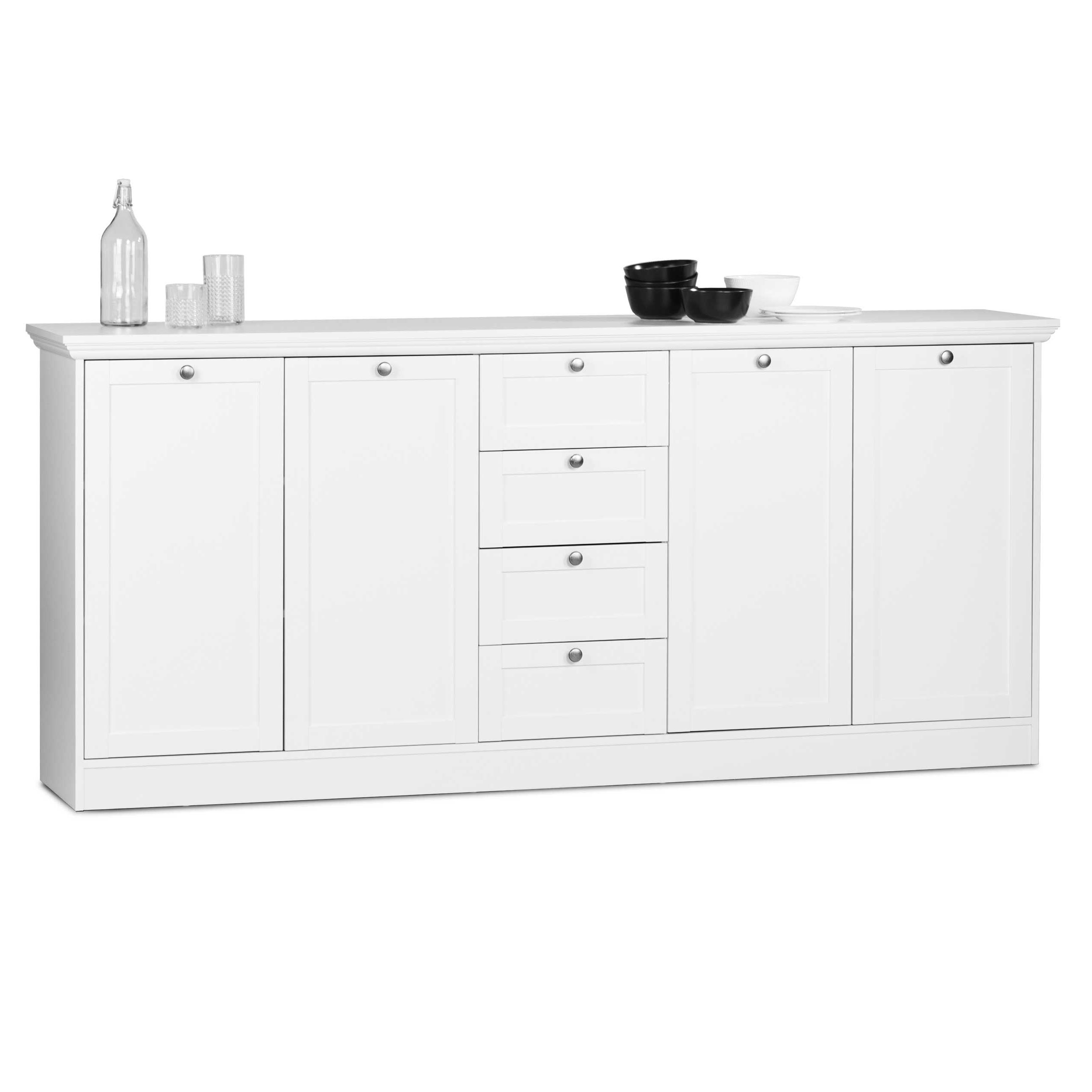 Bahut Landwood 200cm 4 portes & tiroirs - blanc - Image 2