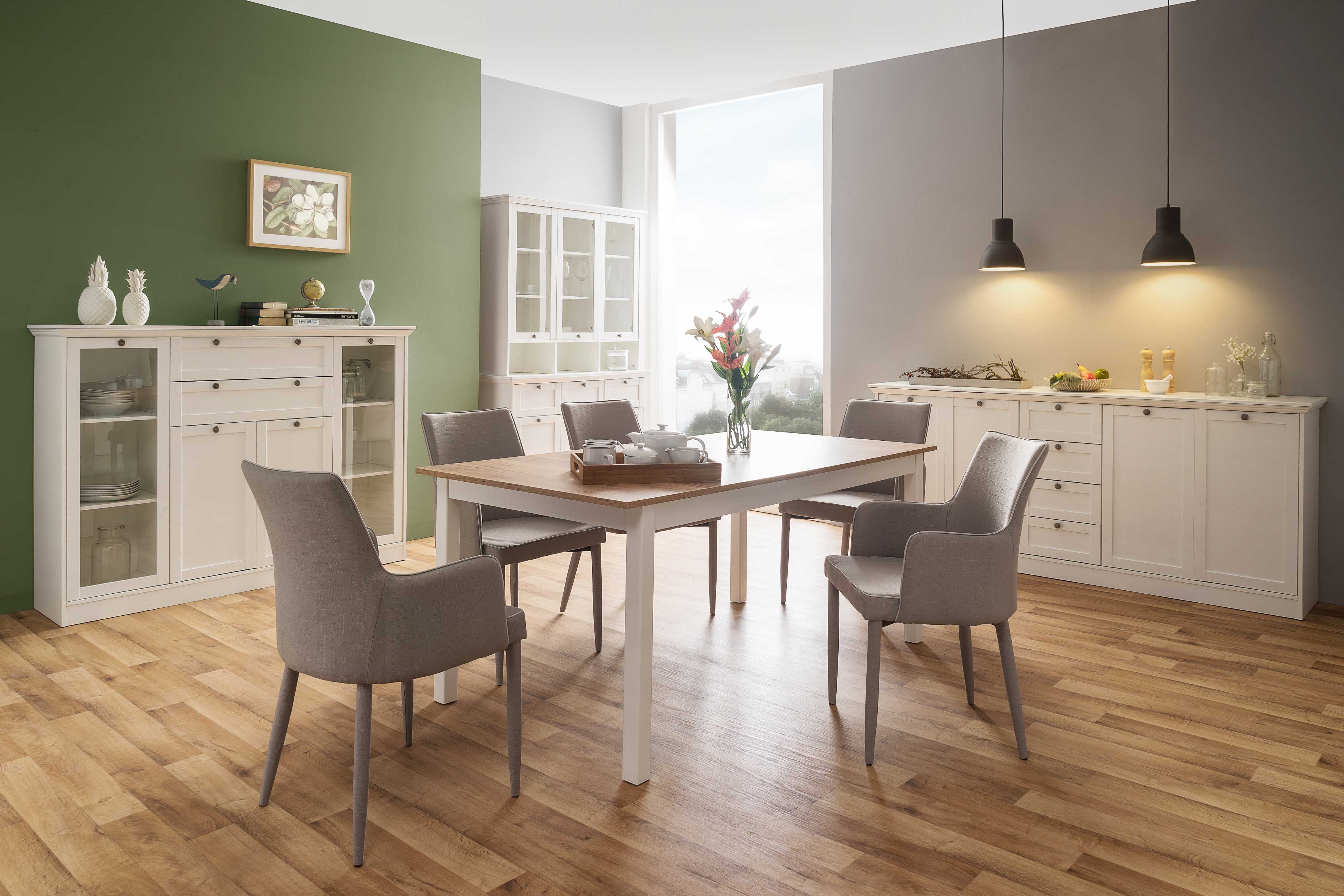 Bahut Landwood 200cm 4 portes & tiroirs - blanc - Image 11