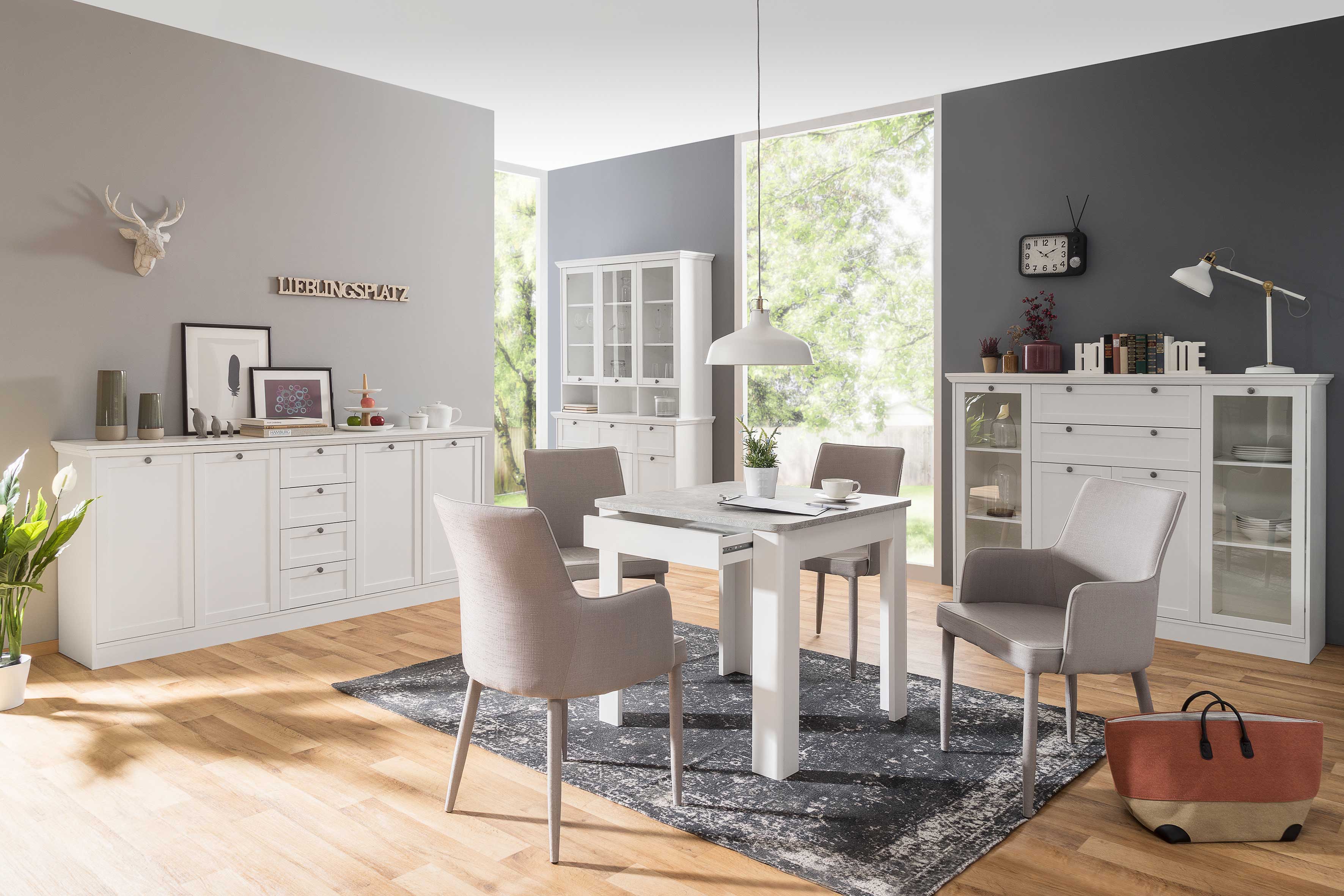 Bahut Landwood 200cm 4 portes & tiroirs - blanc - Image 10