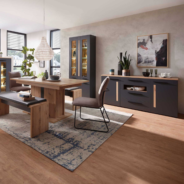 Bahut Lorna 2 portes & 3 tiroirs - anthracite/chêne - Image 2