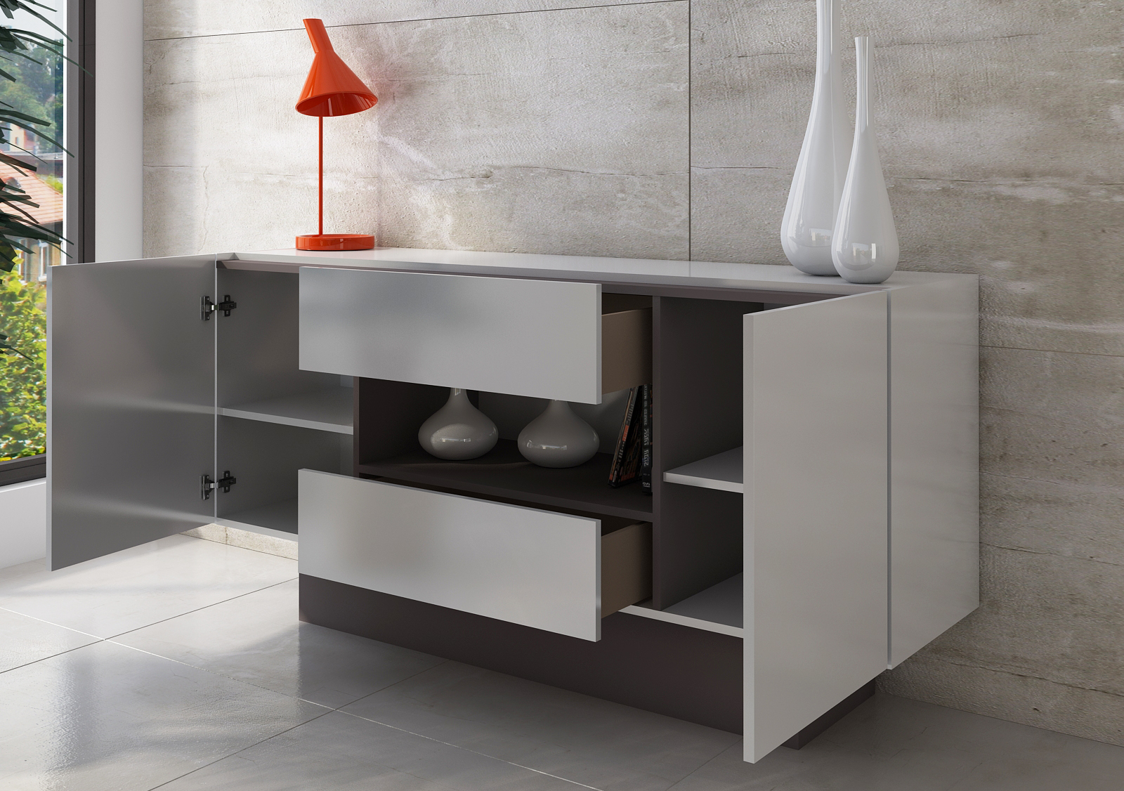 Bahut / Meuble tv Ivo 160cm - blanc - Image 2