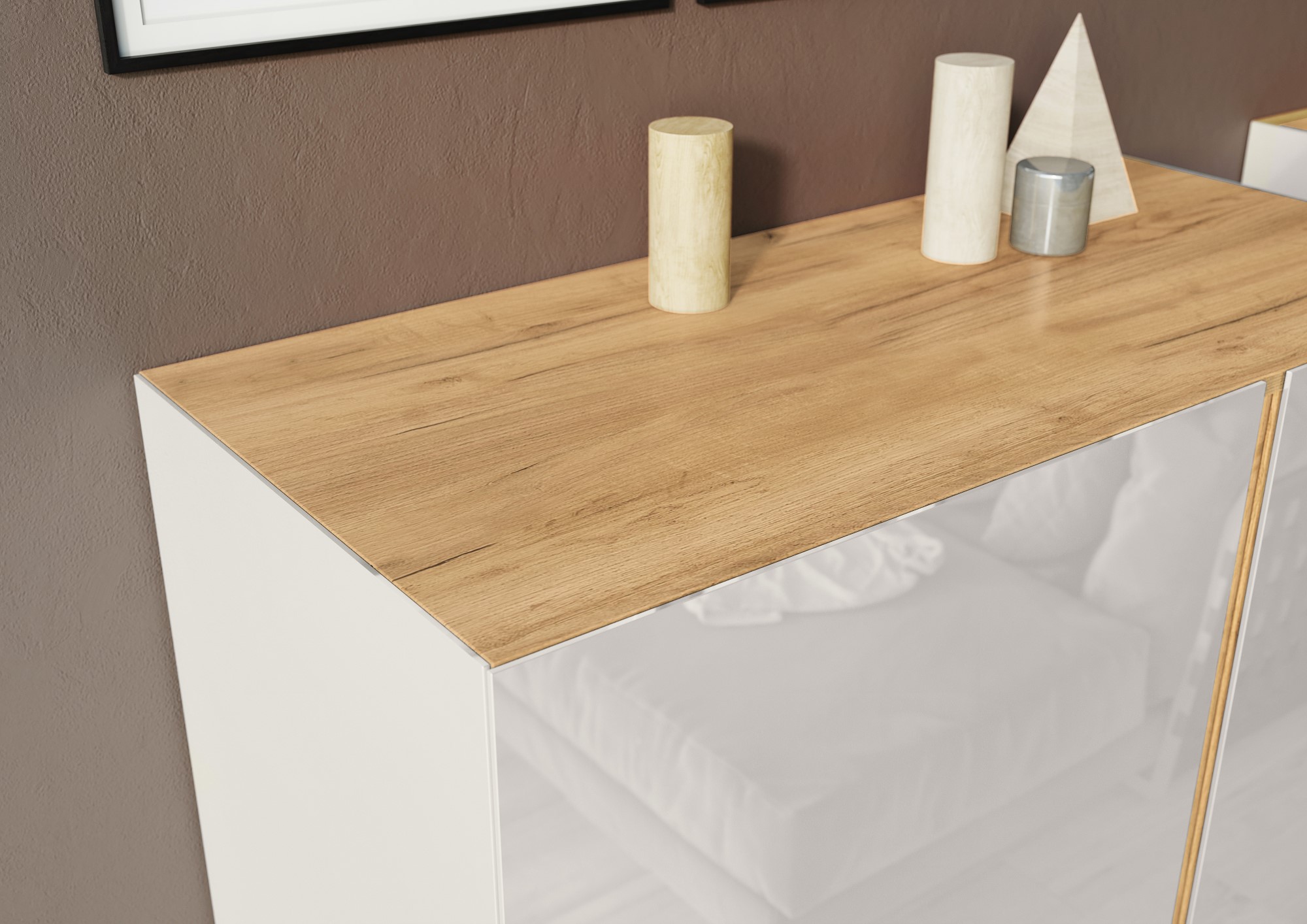 Bahut Mussa 3 portes & 1 tiroir 152cm - chêne/cachemire - Image 2