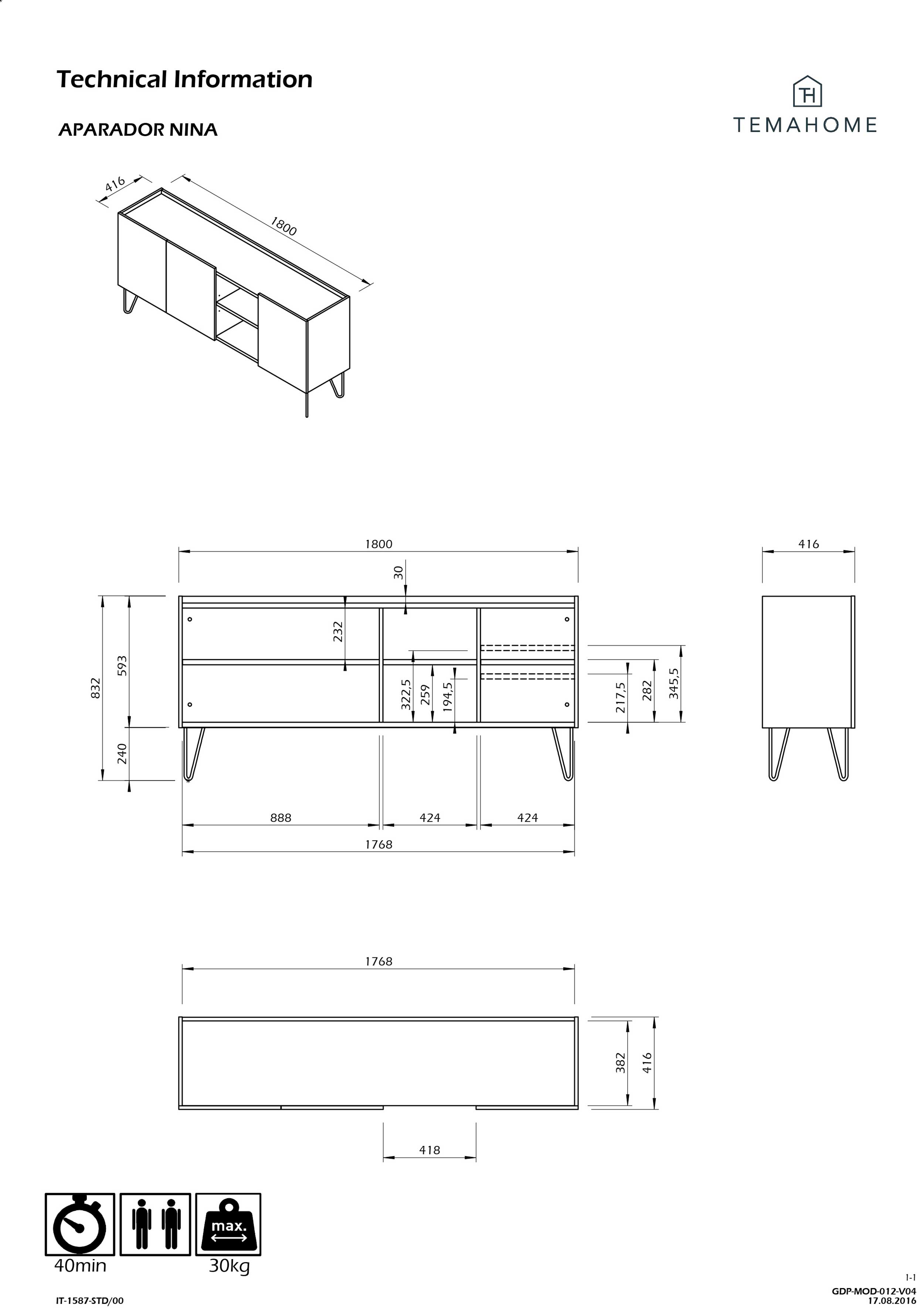 Bahut Nina - chêne/noir - Image 2
