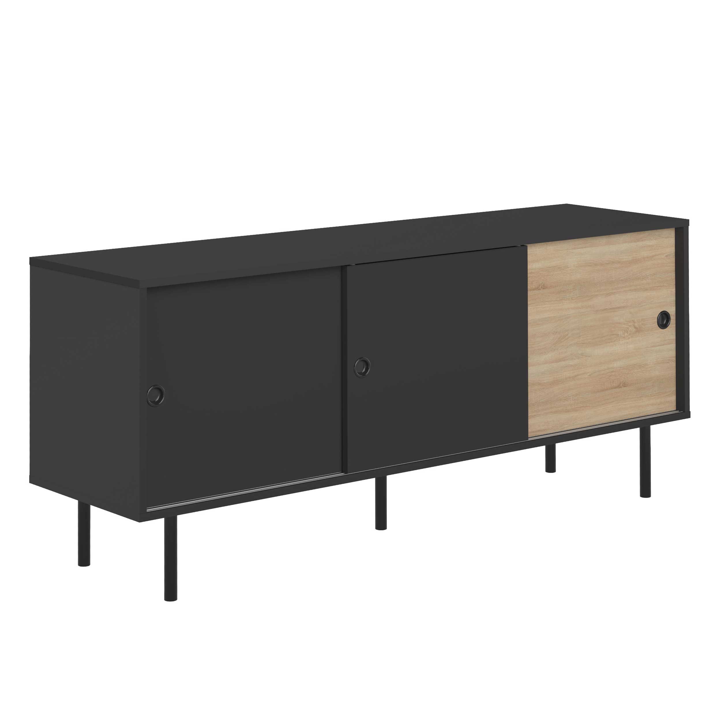 Bahut Poss 148cm à 3 portes - noir/chêne - Image 10