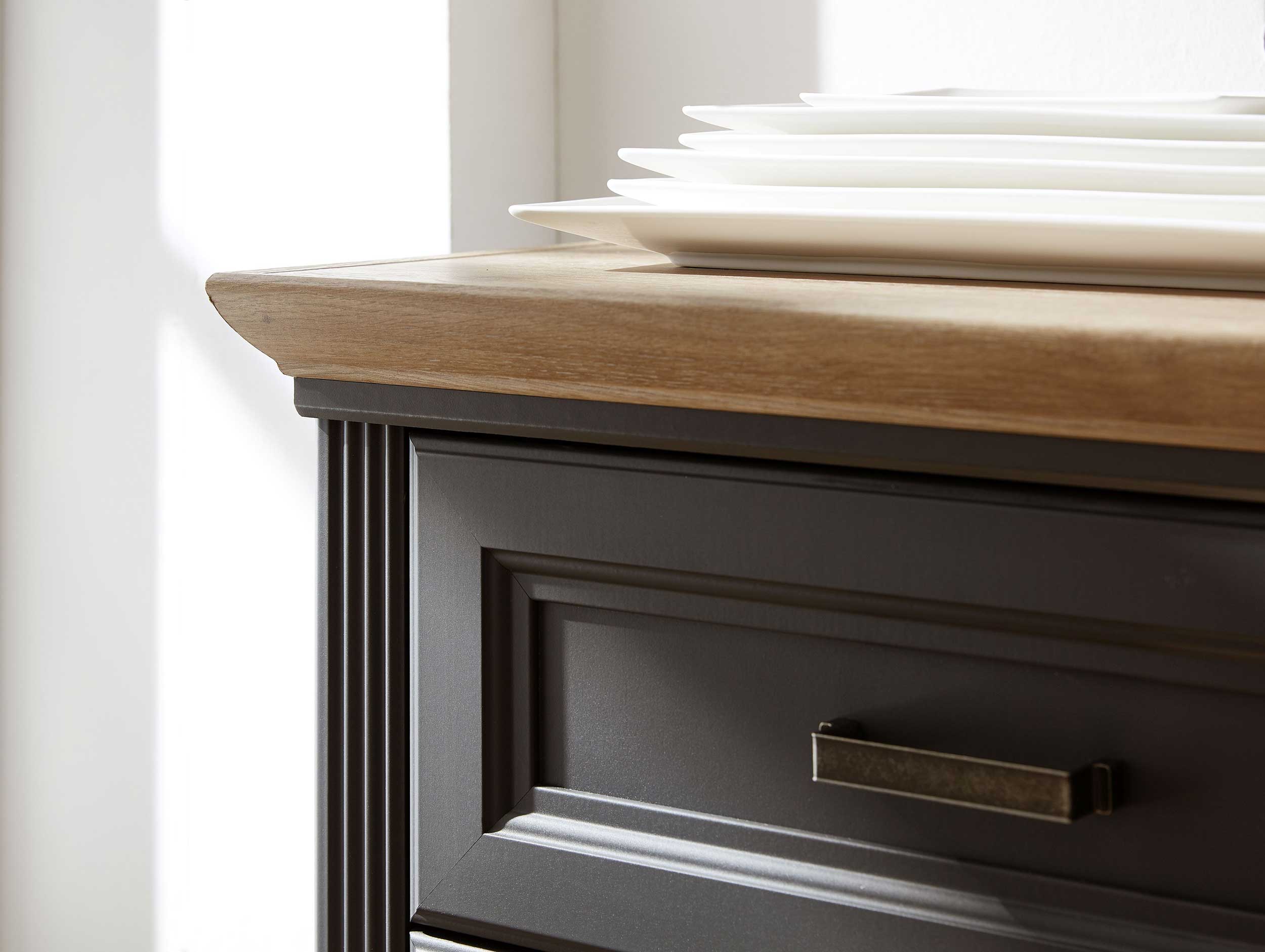 Bahut Samine 3 tiroirs 3 portes - graphite/chêne - Image 2