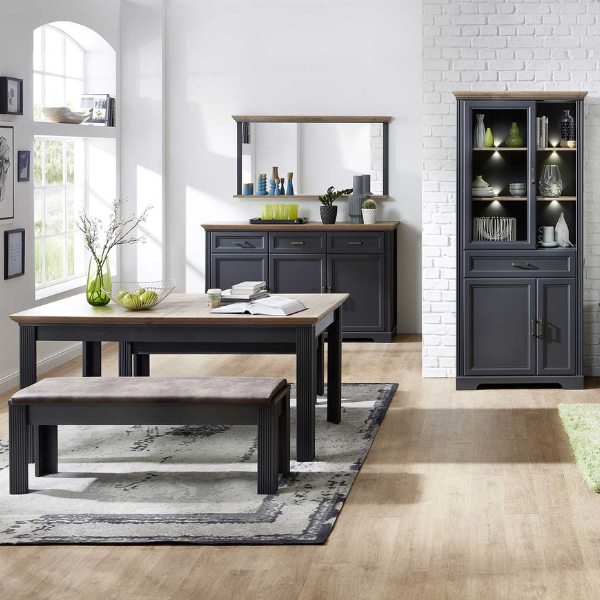 Bahut Samine 3 tiroirs 3 portes - graphite/chêne - Image 4