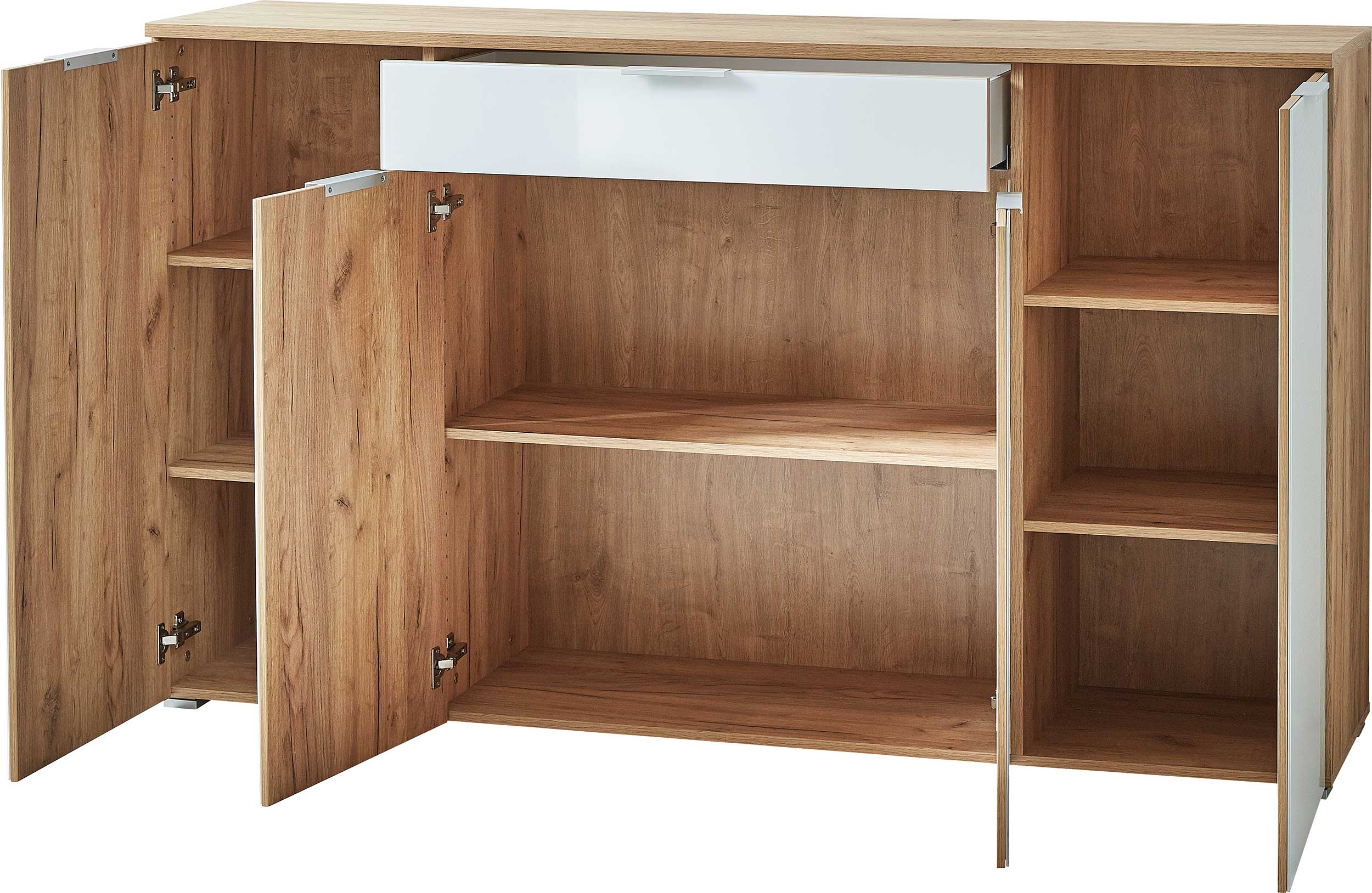 Bahut Tille 179 cm avec 4 portes & 1 tiroir - blanc/chêne - Image 5