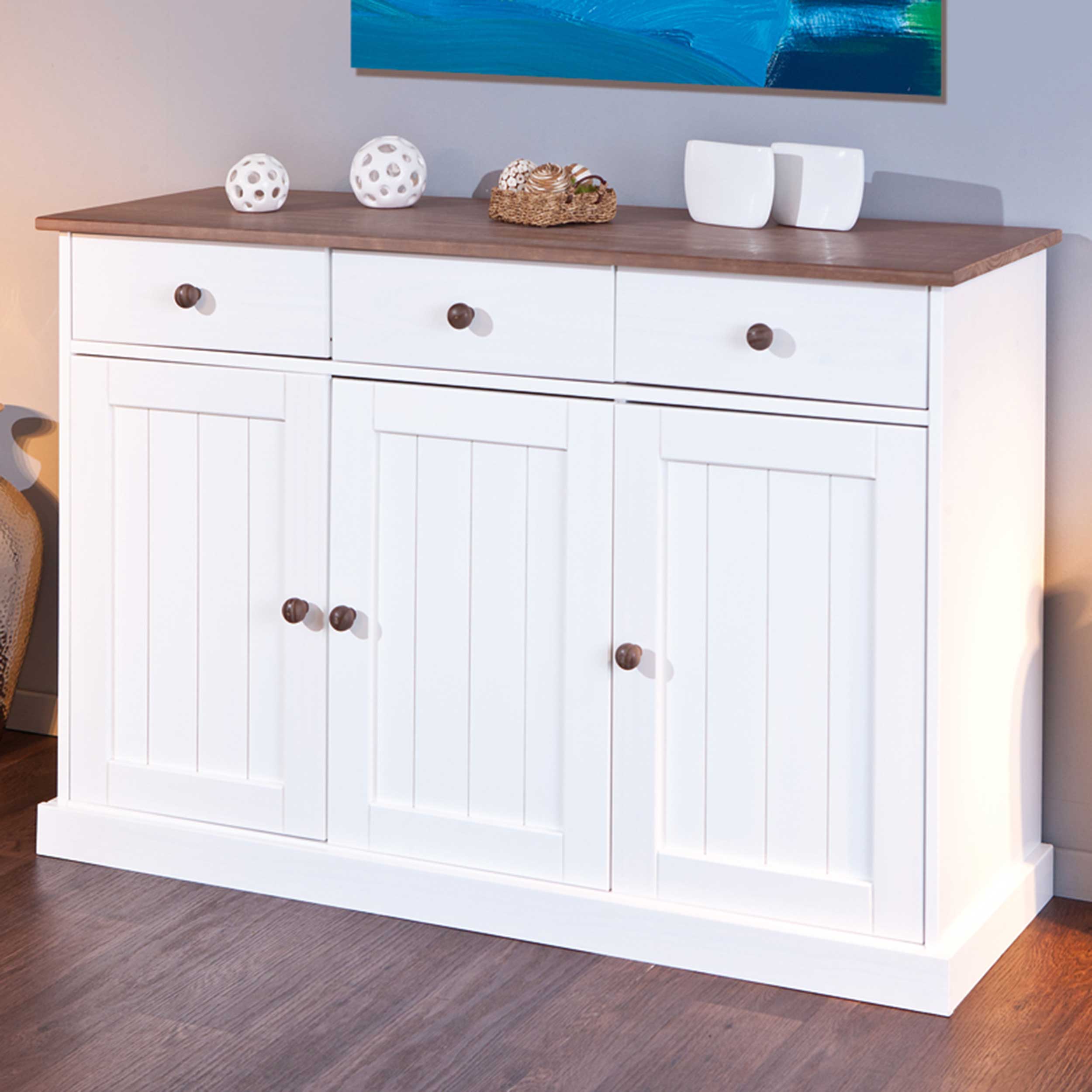 Bahut Westerland 3 portes campagne - blanc/brun - Image 1