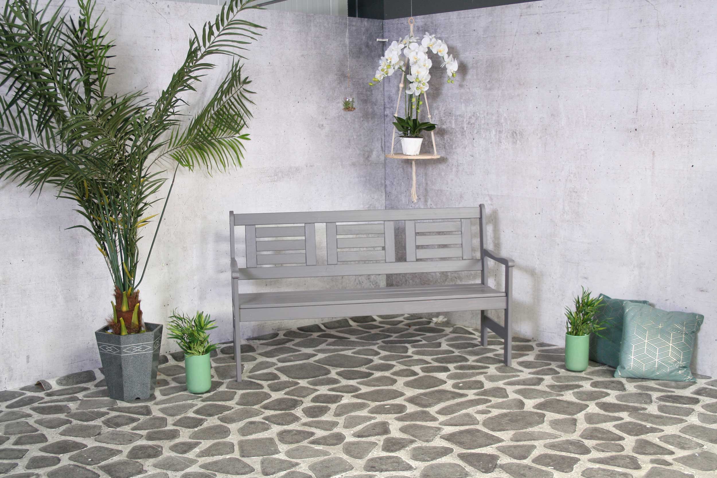 Banc de jardin 3 places Calais - gris - Image 3