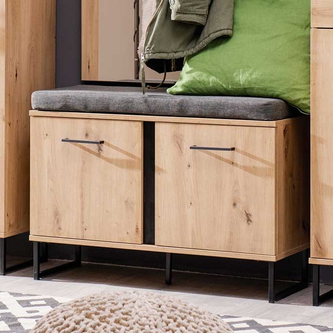 Banc d'entrée Hoggas 84,5cm 2 portes & 1 tiroir - chêne