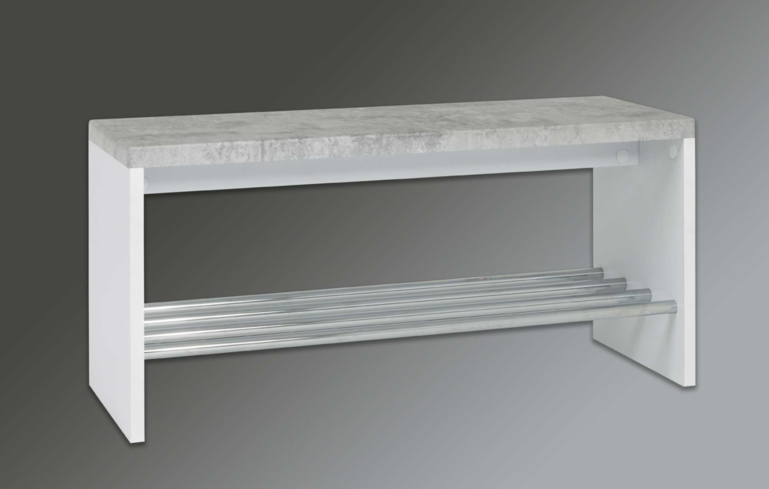 Banc Tillio 81cm, 1 étagère - chrome/décor en béton - Image 3