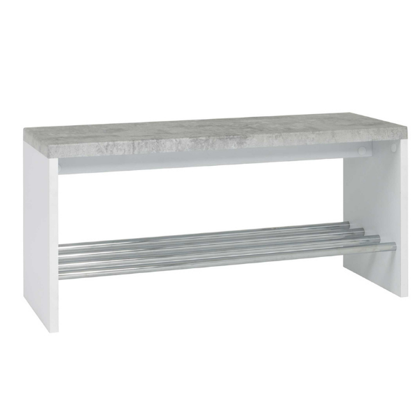 Banc Tillio 81cm, 1 étagère - chrome/décor en béton - Image 1