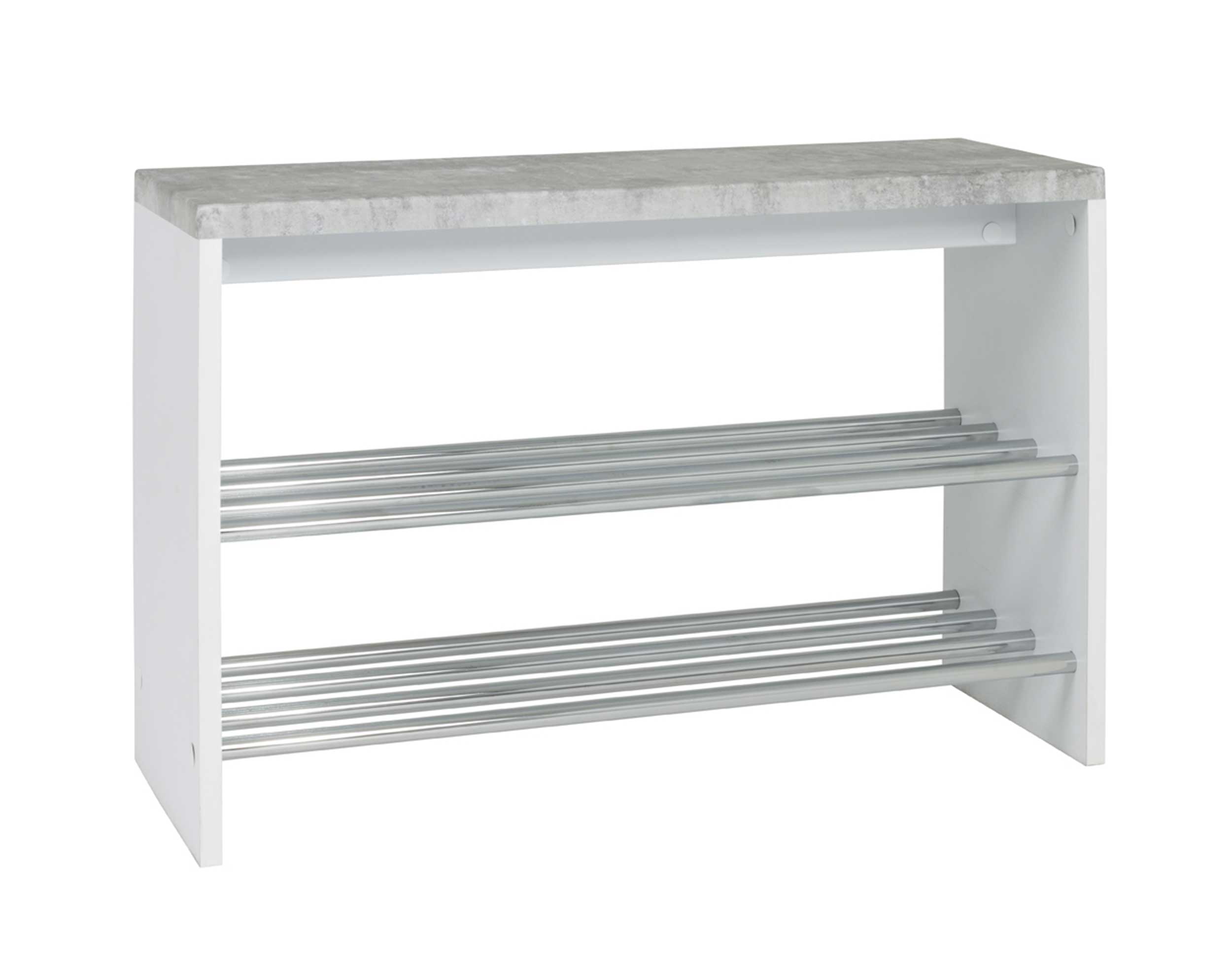 Banc Tillio 81cm, 2 étagères - chrome/décor en béton - Image 2