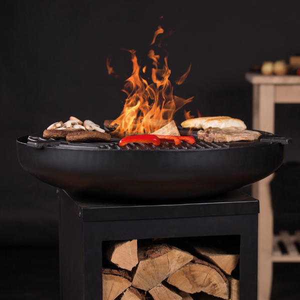 Barbecue Pallas avec rangement pour le bois et planche en fonte - noir - Image 2