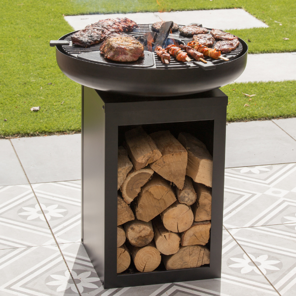 Barbecue Pallas avec rangement pour le bois et planche en fonte - noir - Image 4