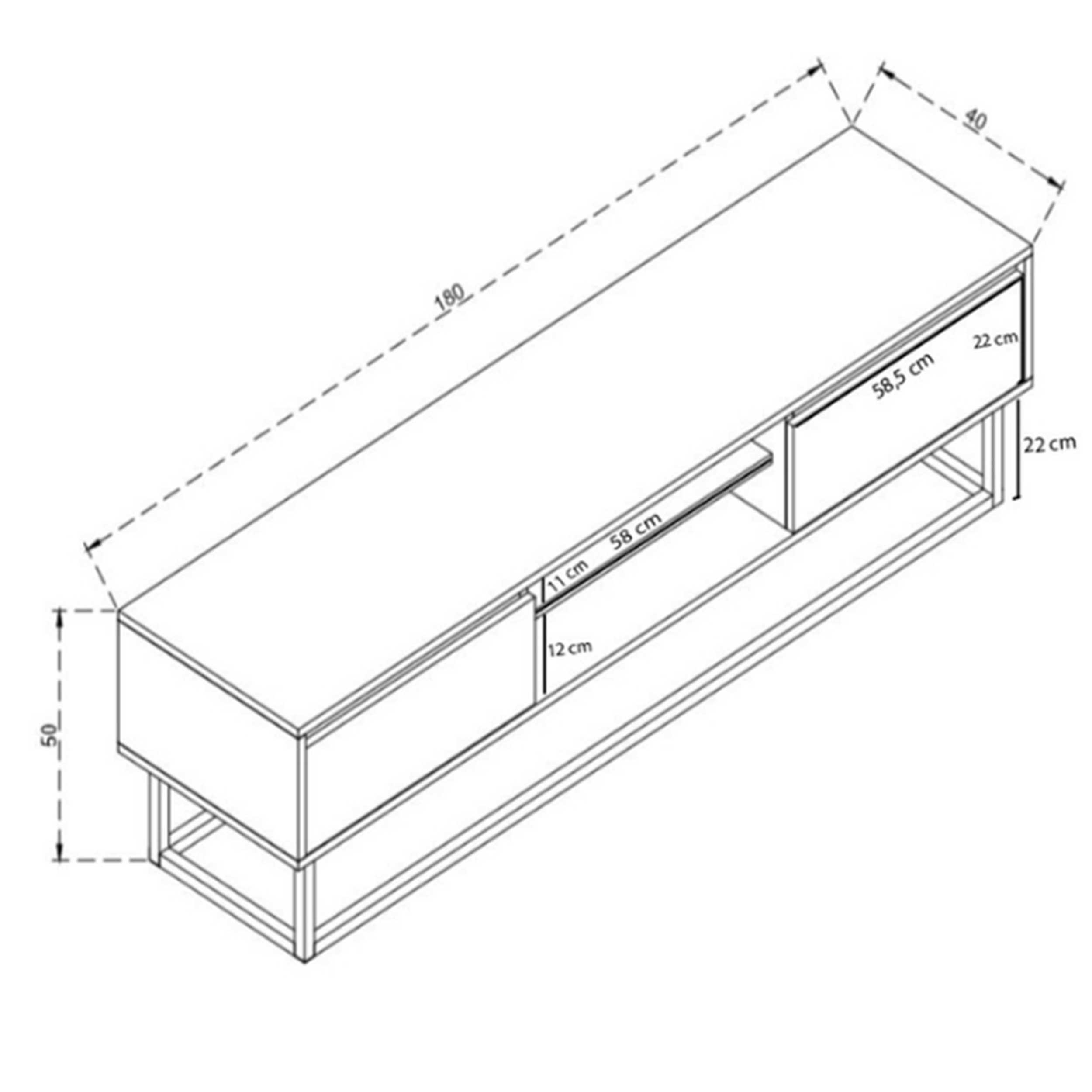 Belinda 180 Meuble TV | 100 % MÉLAMINE | Noir, Pin - Image 3