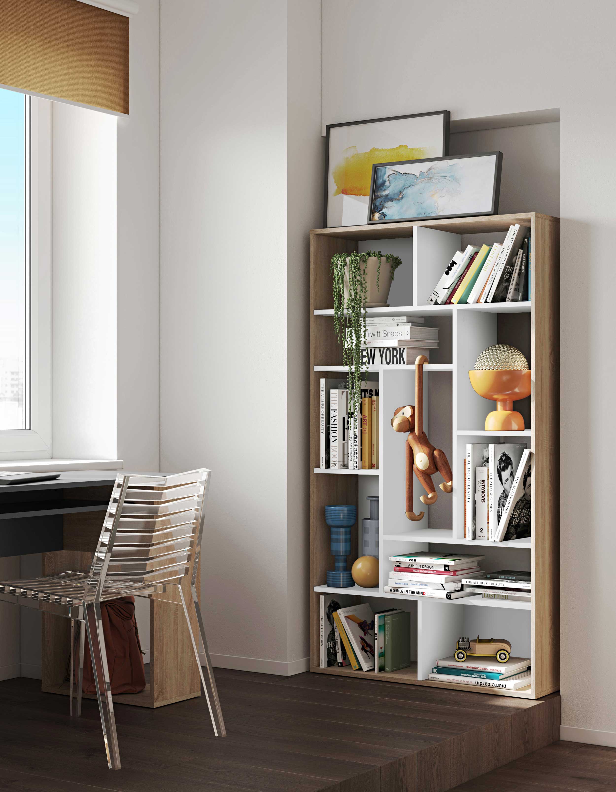 Bibliothèque Bangkok - chêne/blanc - Image 8