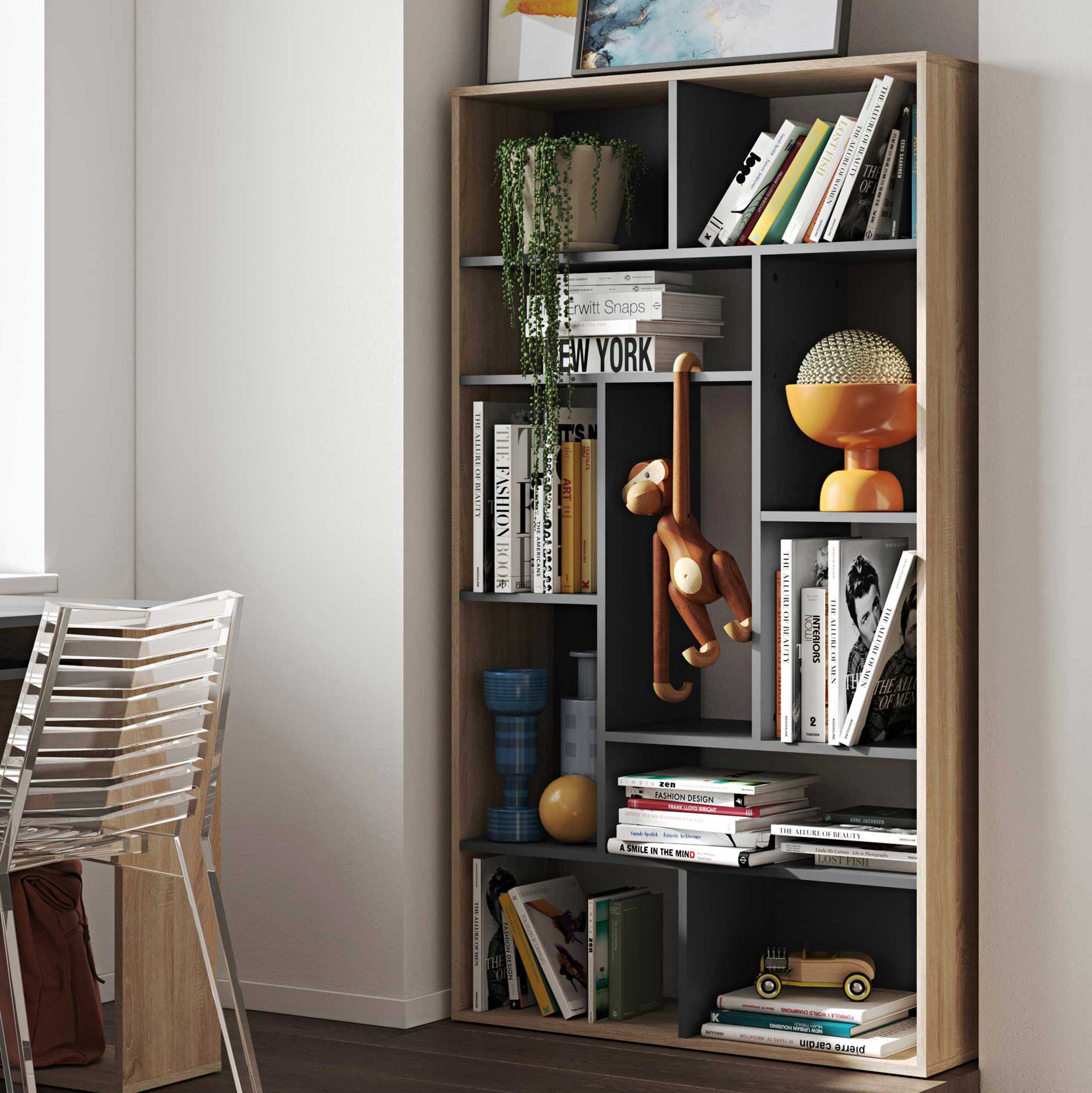 Bibliothèque Bangkok - chêne/noir - Image 1