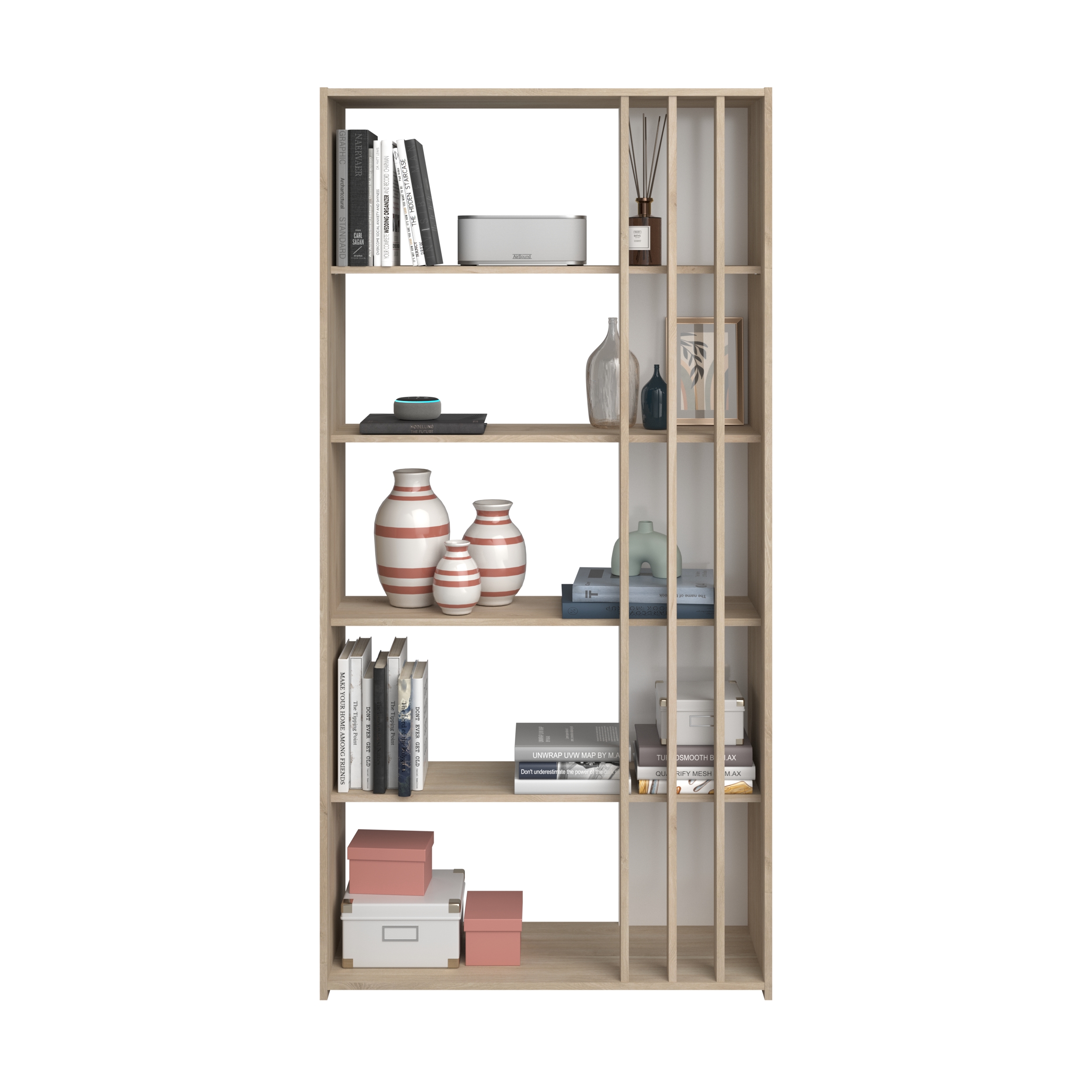 Bibliothèque Bloom-183cm-4 étagères-panneaux de particules/look chêne japonais - Image 8