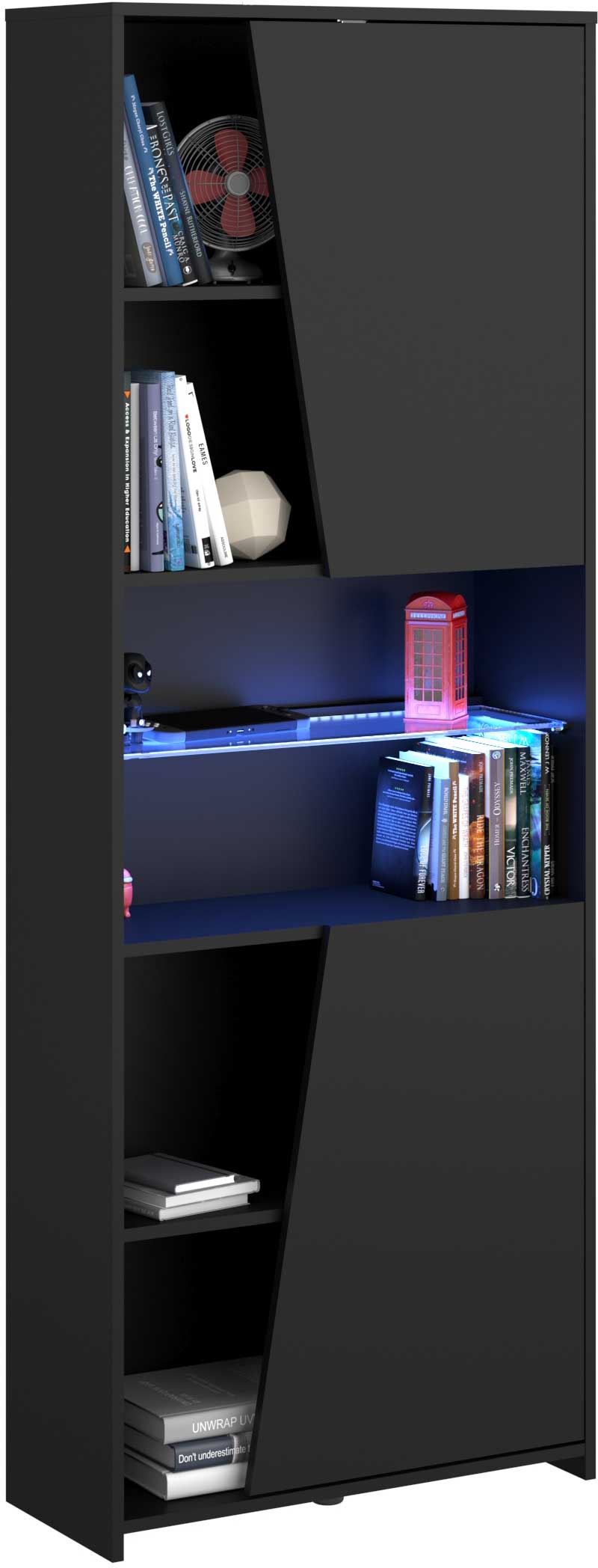 Bibliothèque Gaming 67cm avec bande LED - noir - Image 2
