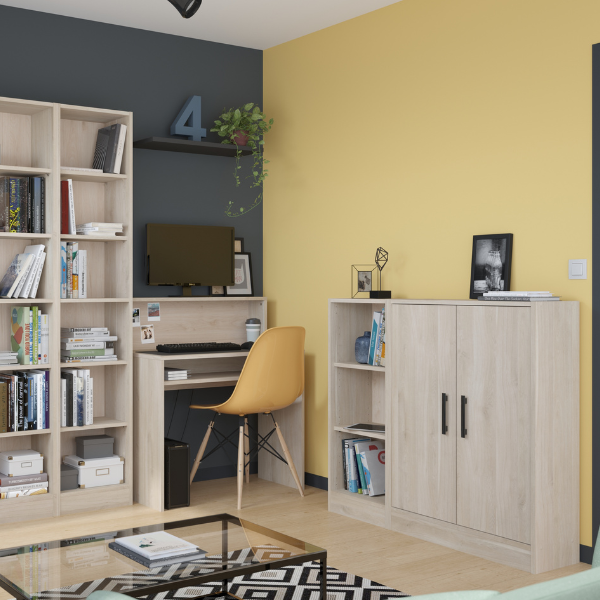 Bibliothèque Hobby 104 cm-2 étagères-chêne - Image 5