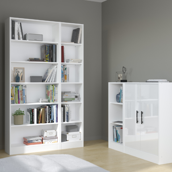 Bibliothèque Hobby 198cm-5 étagères-blanc - Image 5