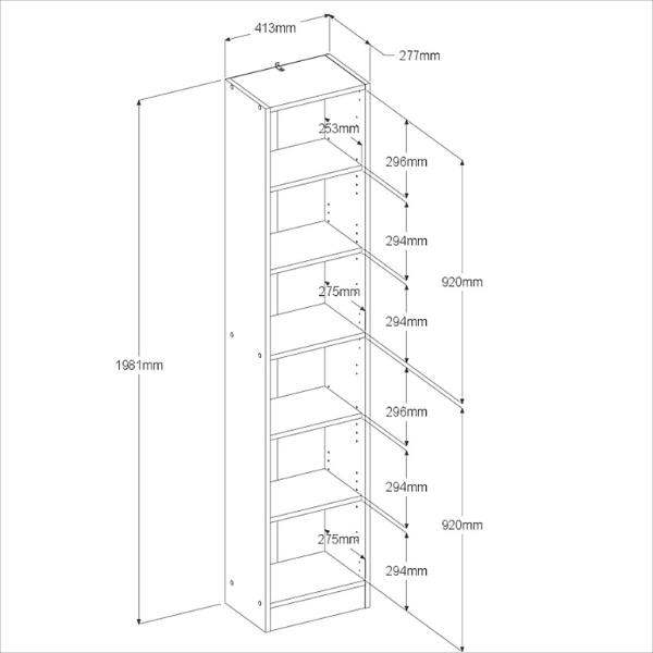 Bibliothèque Hobby 41 cm de longueur-5 étagères-chêne - Image 2