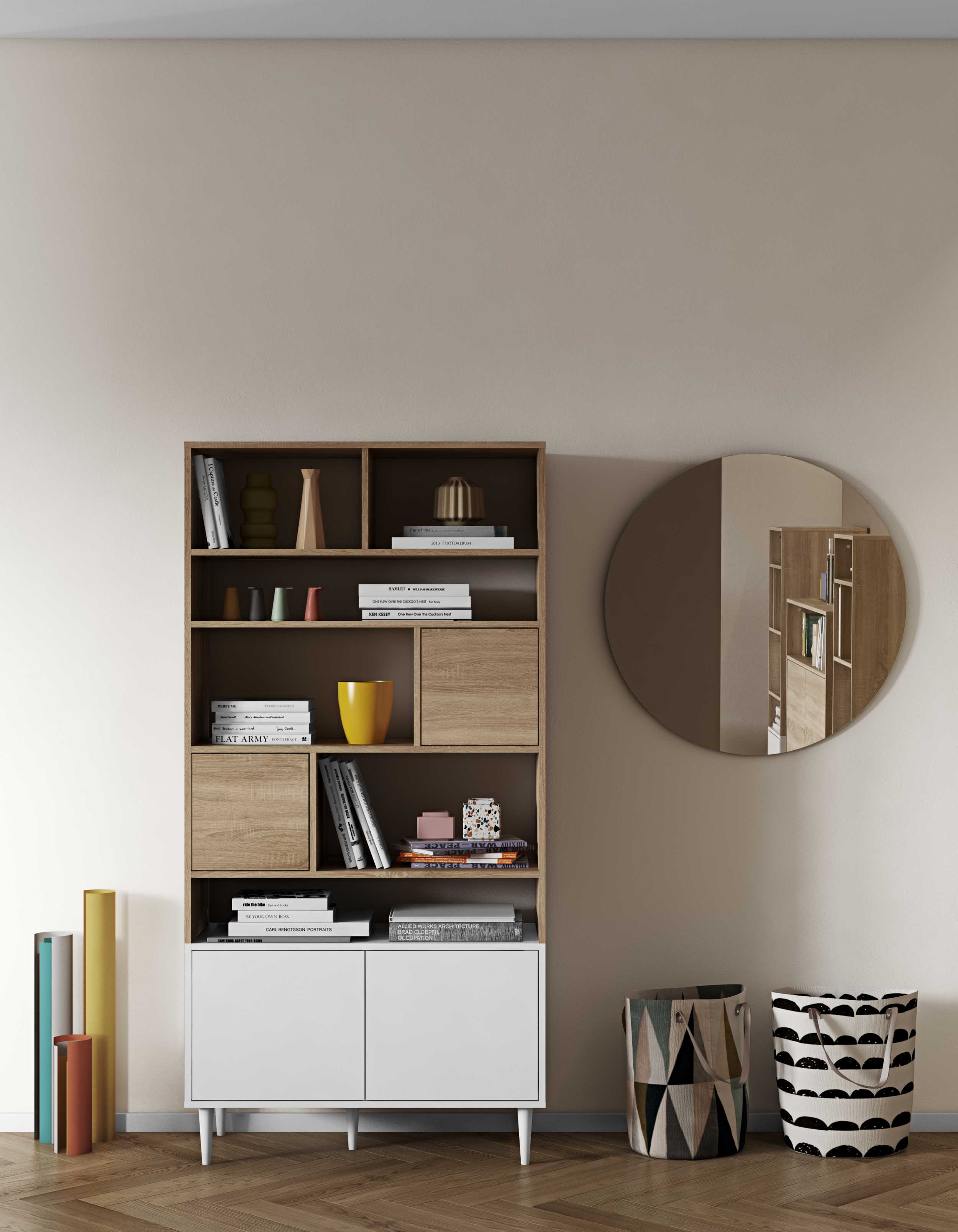 Bibliothèque Horizon grande - chêne/blanc - Image 11