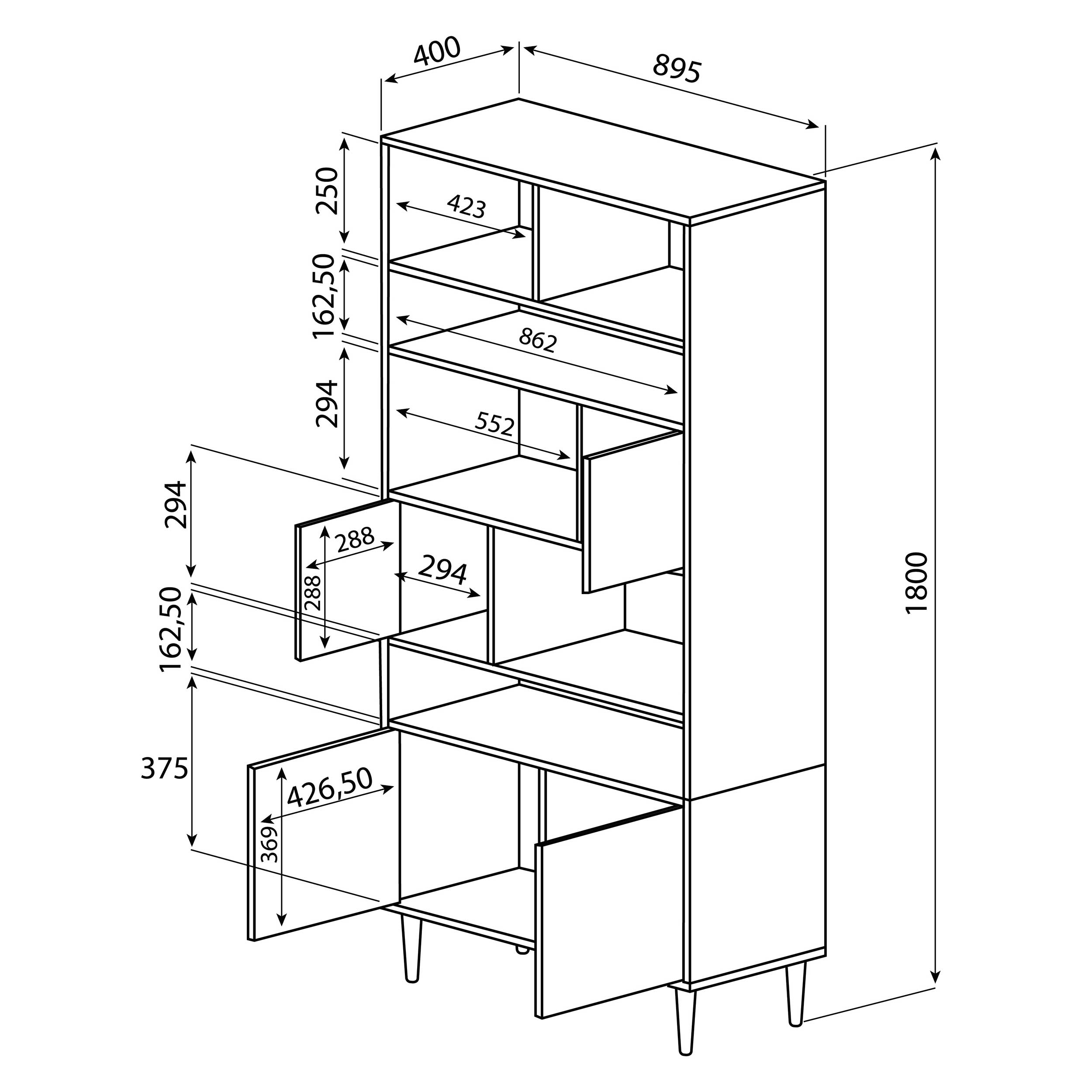Bibliothèque Horizon grande - chêne/blanc - Image 3